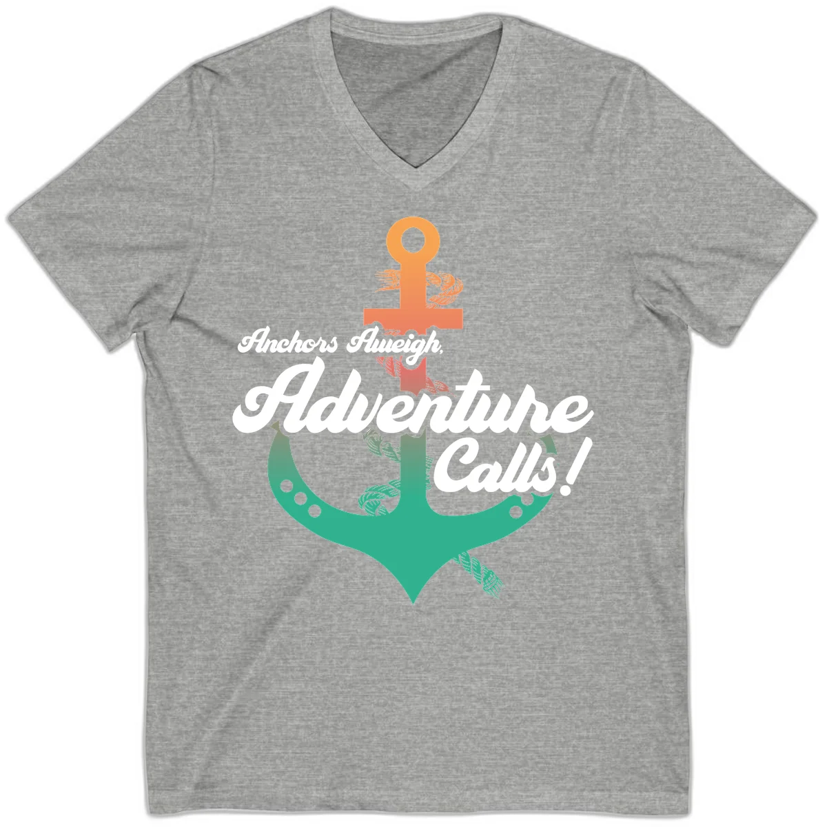 Anchors Aweigh Adventure Calls V-Neck T-Shirt in Athletic Heather