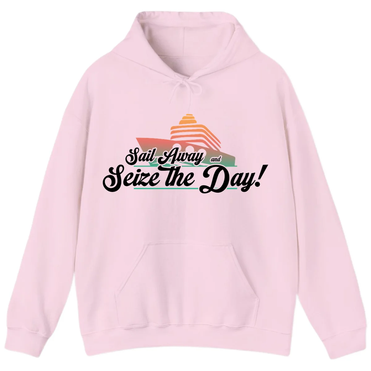 Sail Away and Seize the Day Hoodie in Light Pink