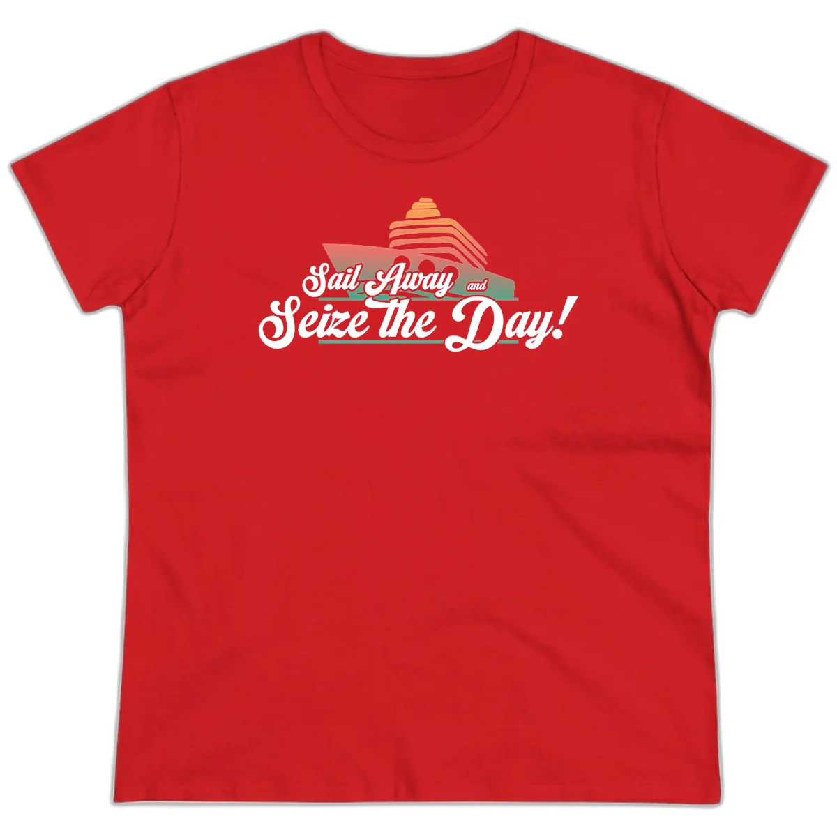 Sail Away and Seize the Day Ladies Tee in Red