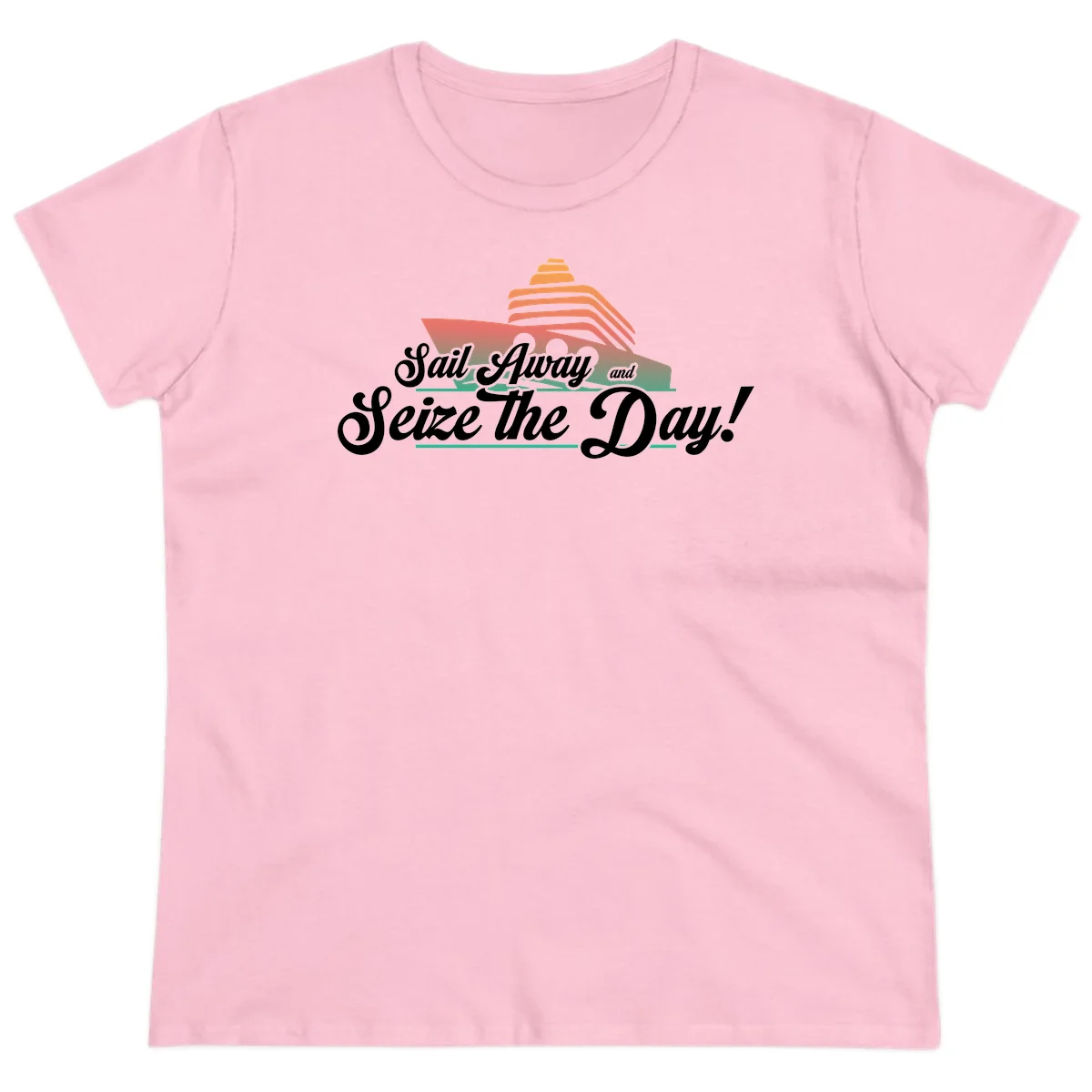 Sail Away and Seize the Day Ladies Tee in Light Pink