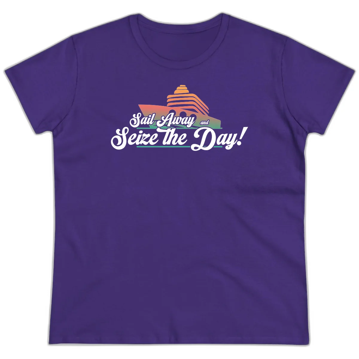 Sail Away and Seize the Day Ladies Tee in Purple