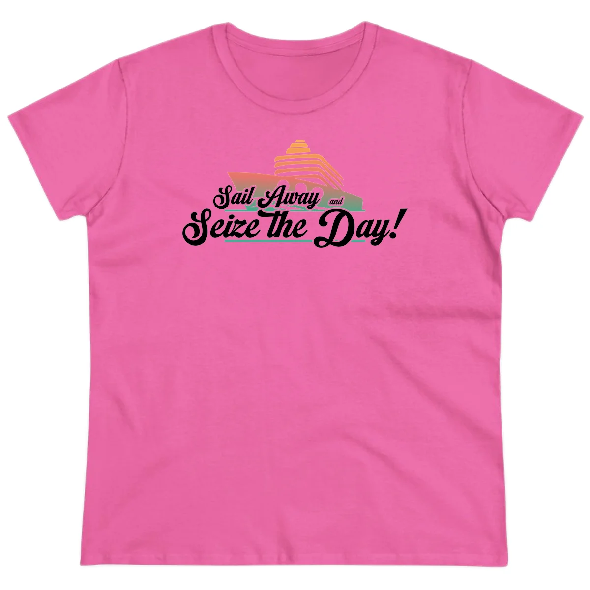 Sail Away and Seize the Day Ladies Tee in Azalea