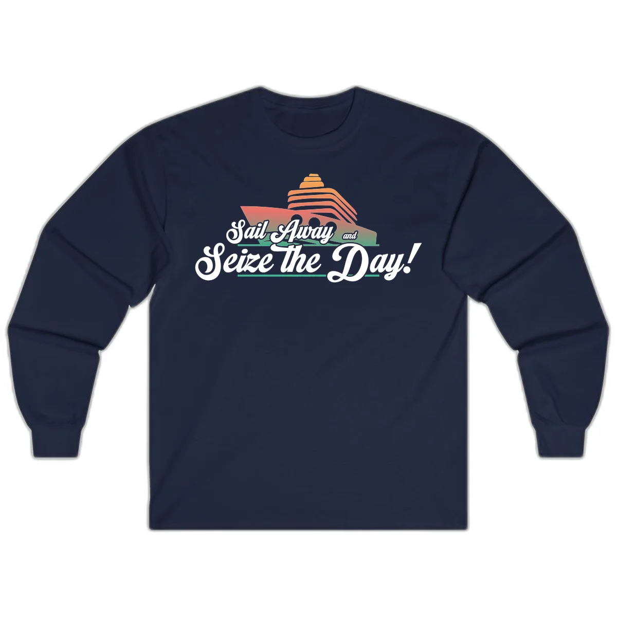 Sail Away and Seize the Day Long Sleeve in Navy