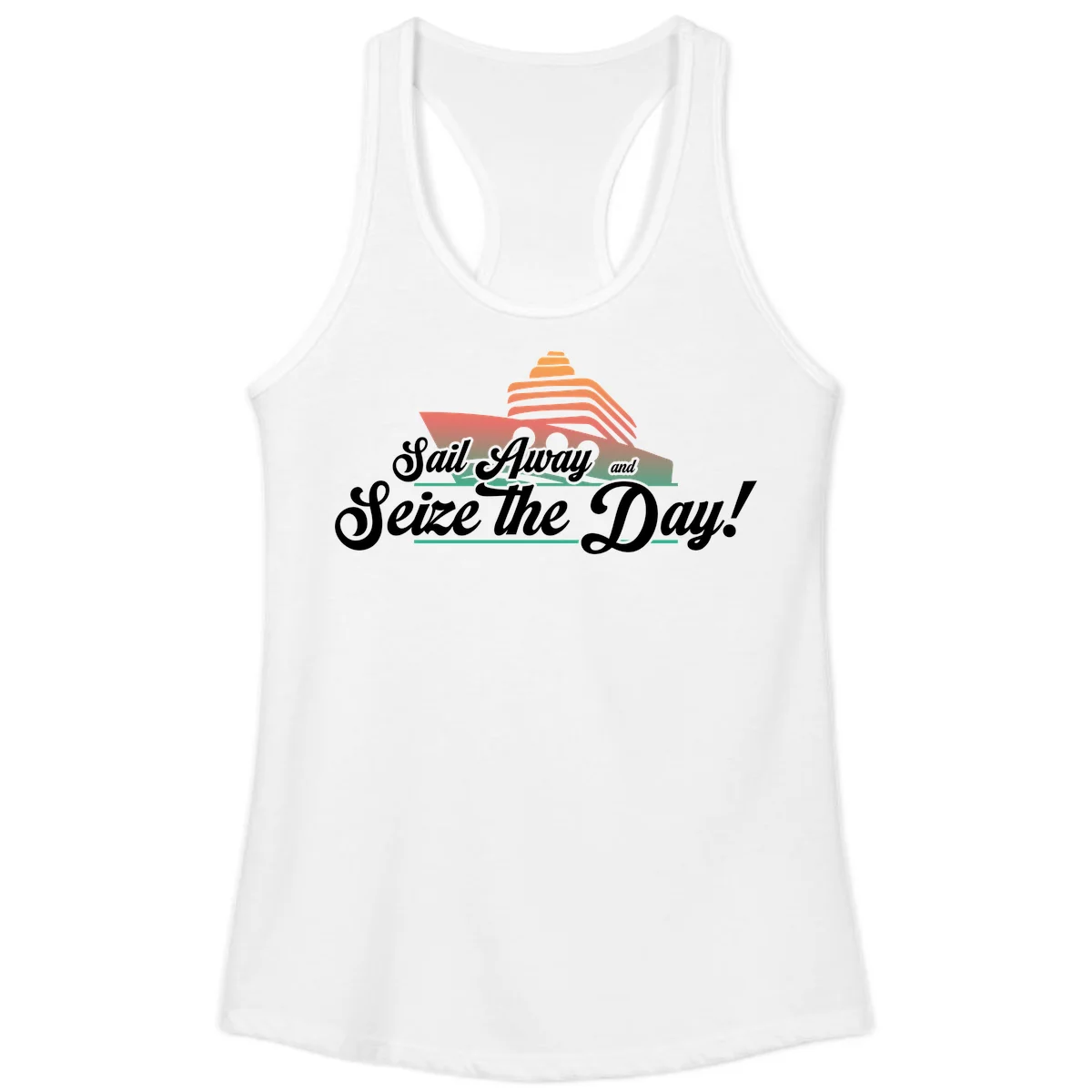 Sail Away and Seize the Day Ladies Tank in White