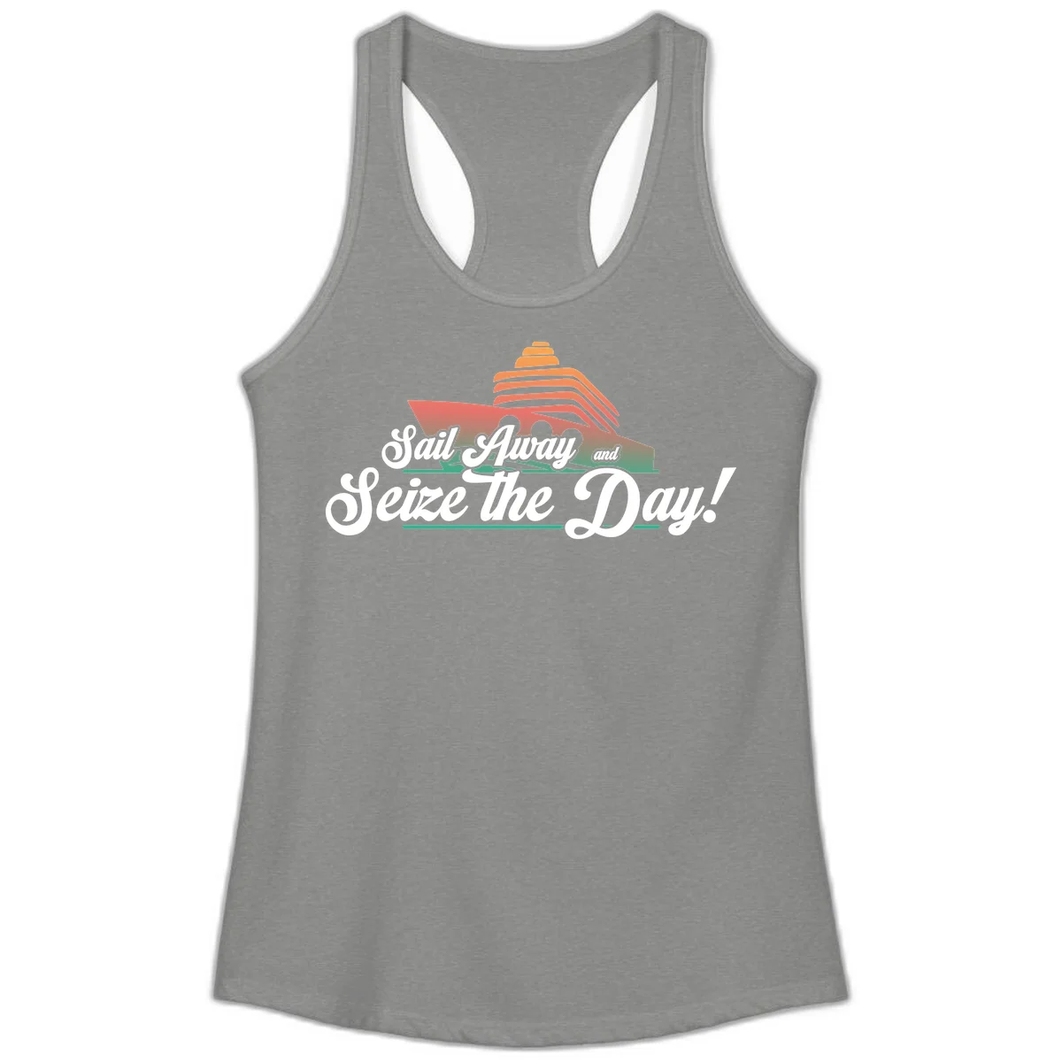 Sail Away and Seize the Day Ladies Tank in Heather Grey