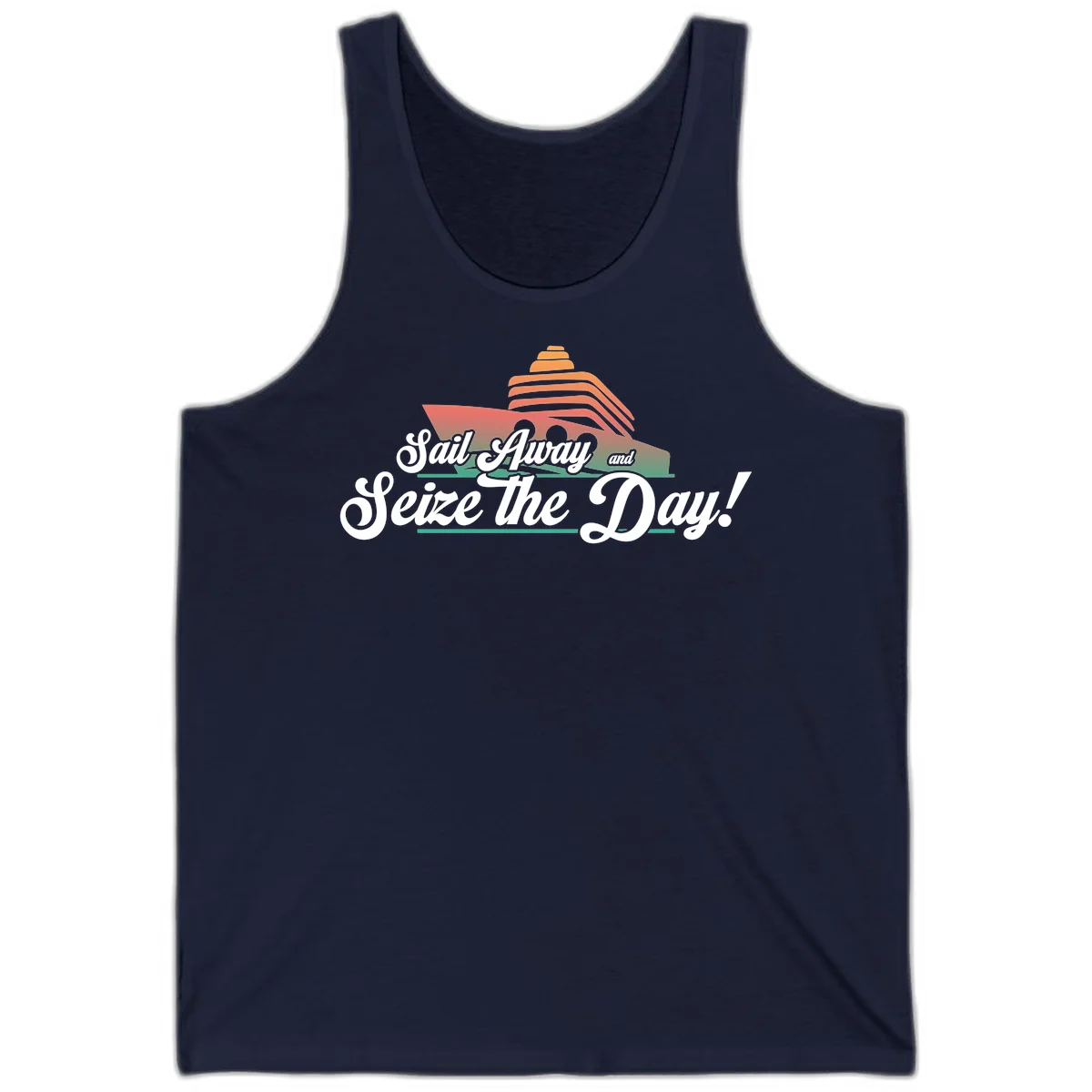 Sail Away and Seize the Day Tank in Navy