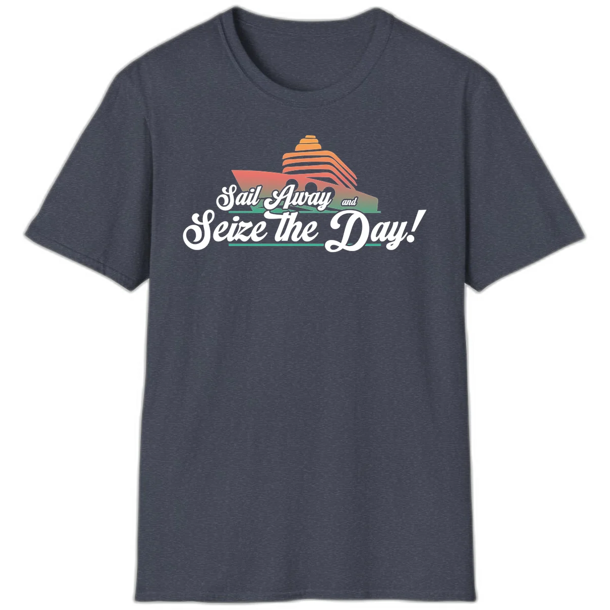 Sail Away and Seize the Day T-Shirt in Heather Navy