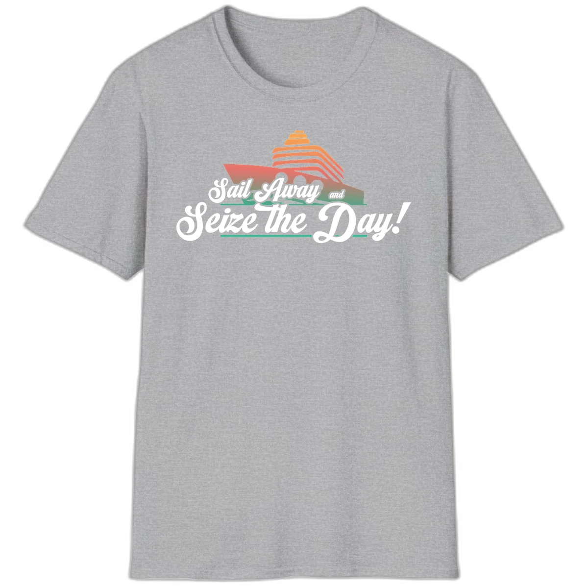 Sail Away and Seize the Day T-Shirt in Sport Grey