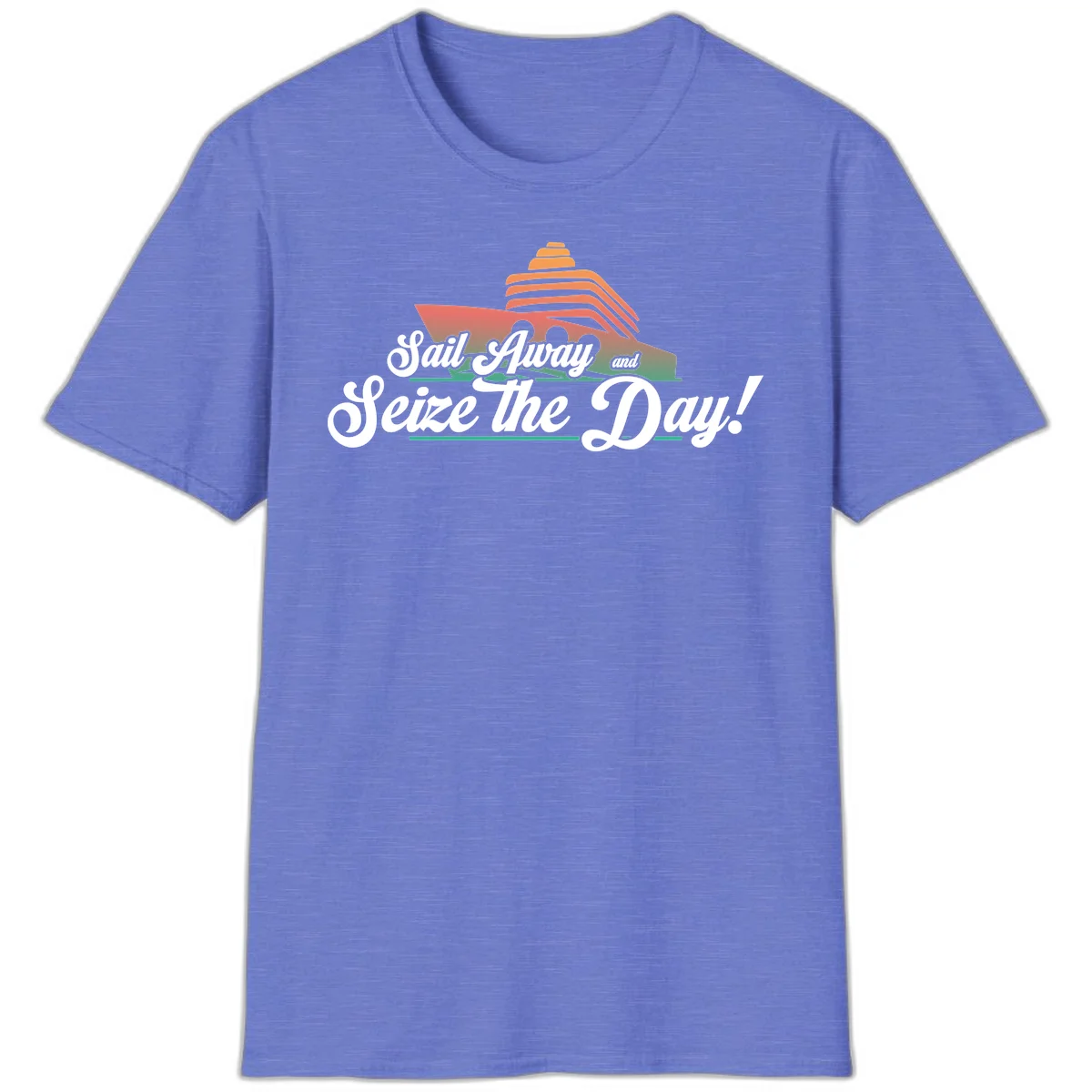 Sail Away and Seize the Day T-Shirt in Heather Royal