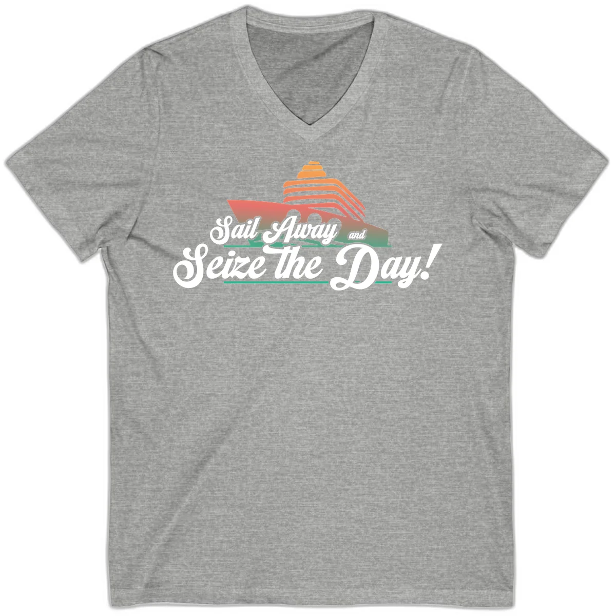 Sail Away and Seize the Day V-Neck in Athletic Heather