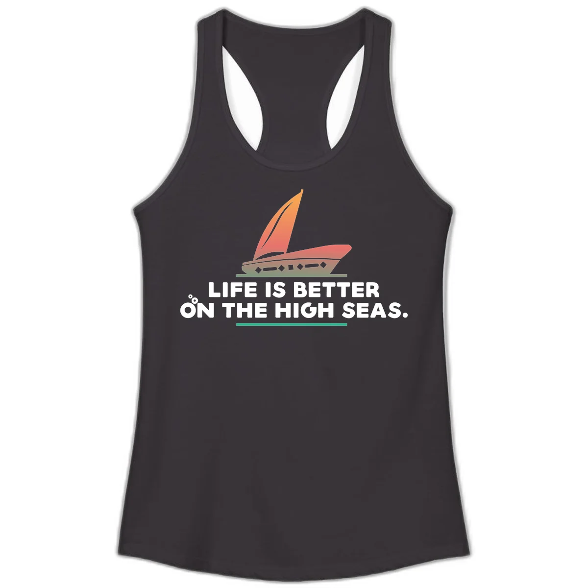 Life Is Better On The High Seas Ladies Tank in Black