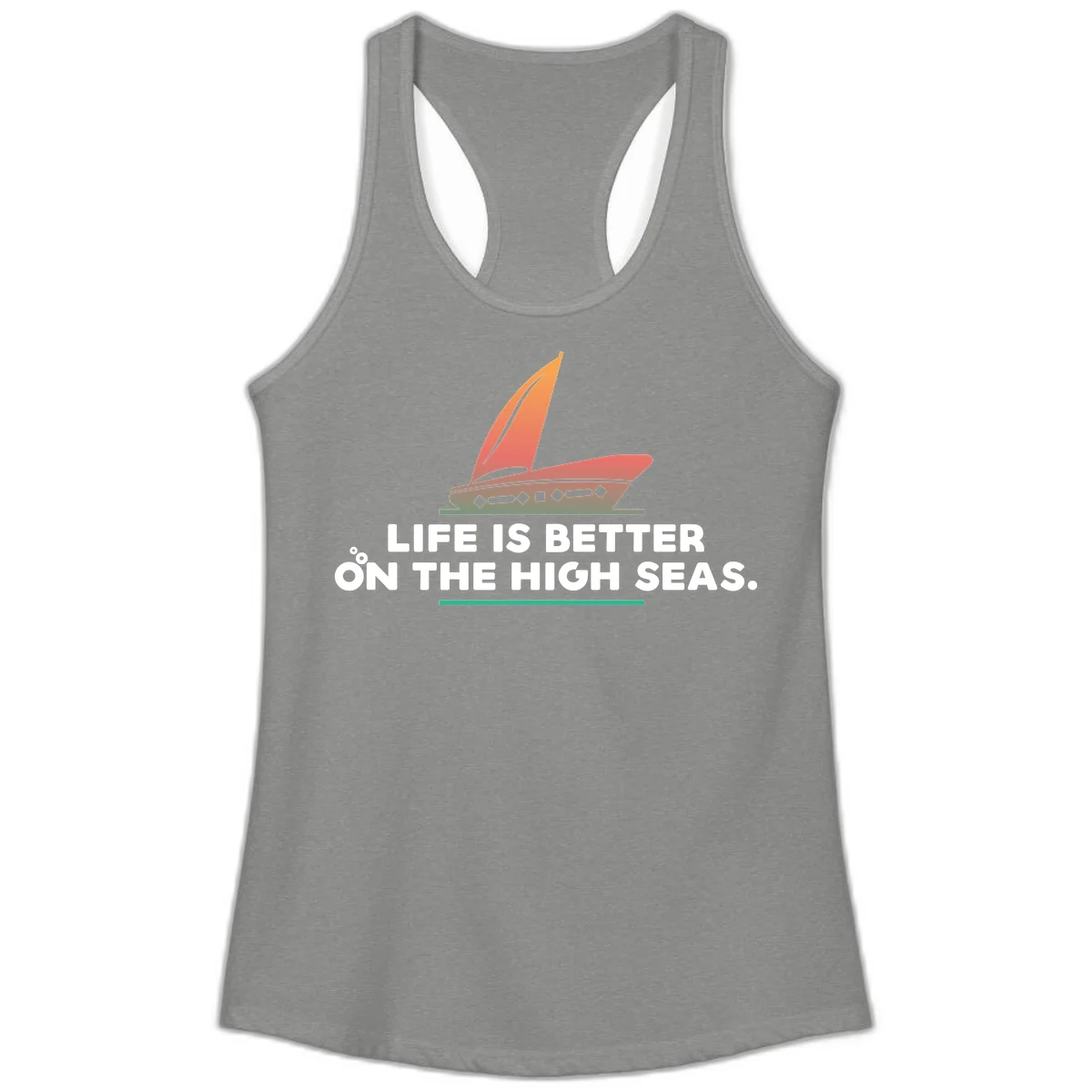 Life Is Better On The High Seas Ladies Tank in Heather Grey