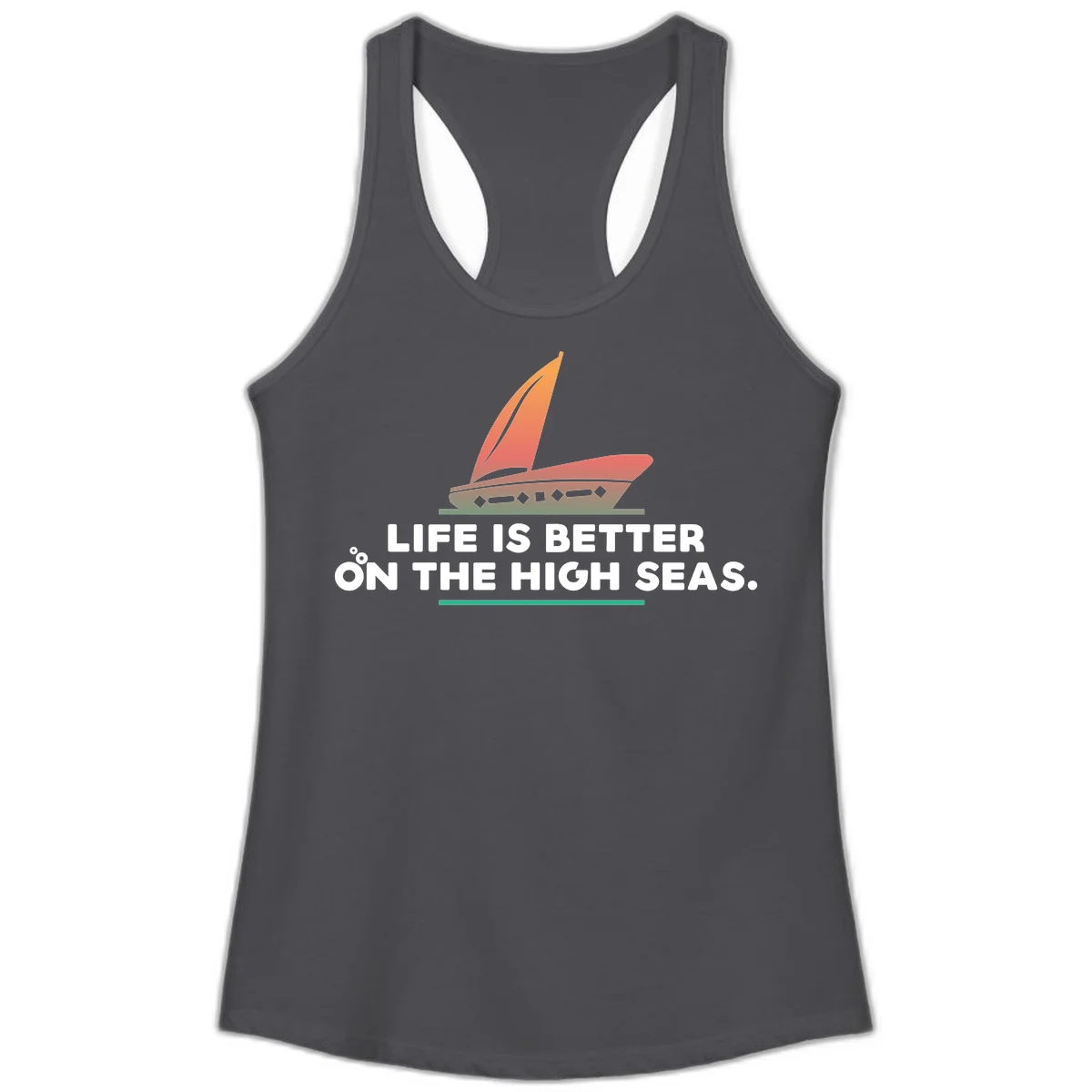 Life Is Better On The High Seas Ladies Tank in Solid Dark Gray