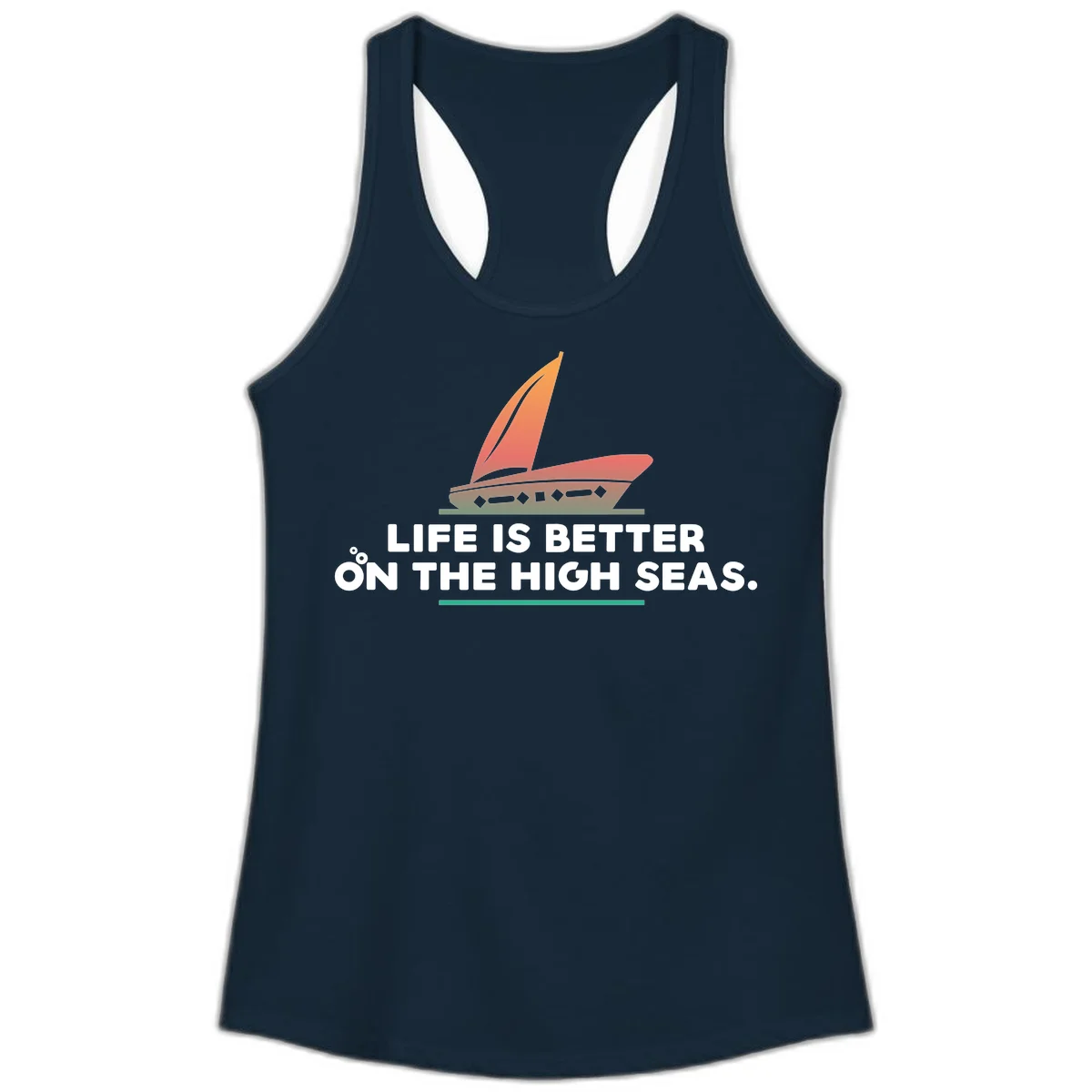 Life Is Better On The High Seas Ladies Tank in Solid Midnight Navy