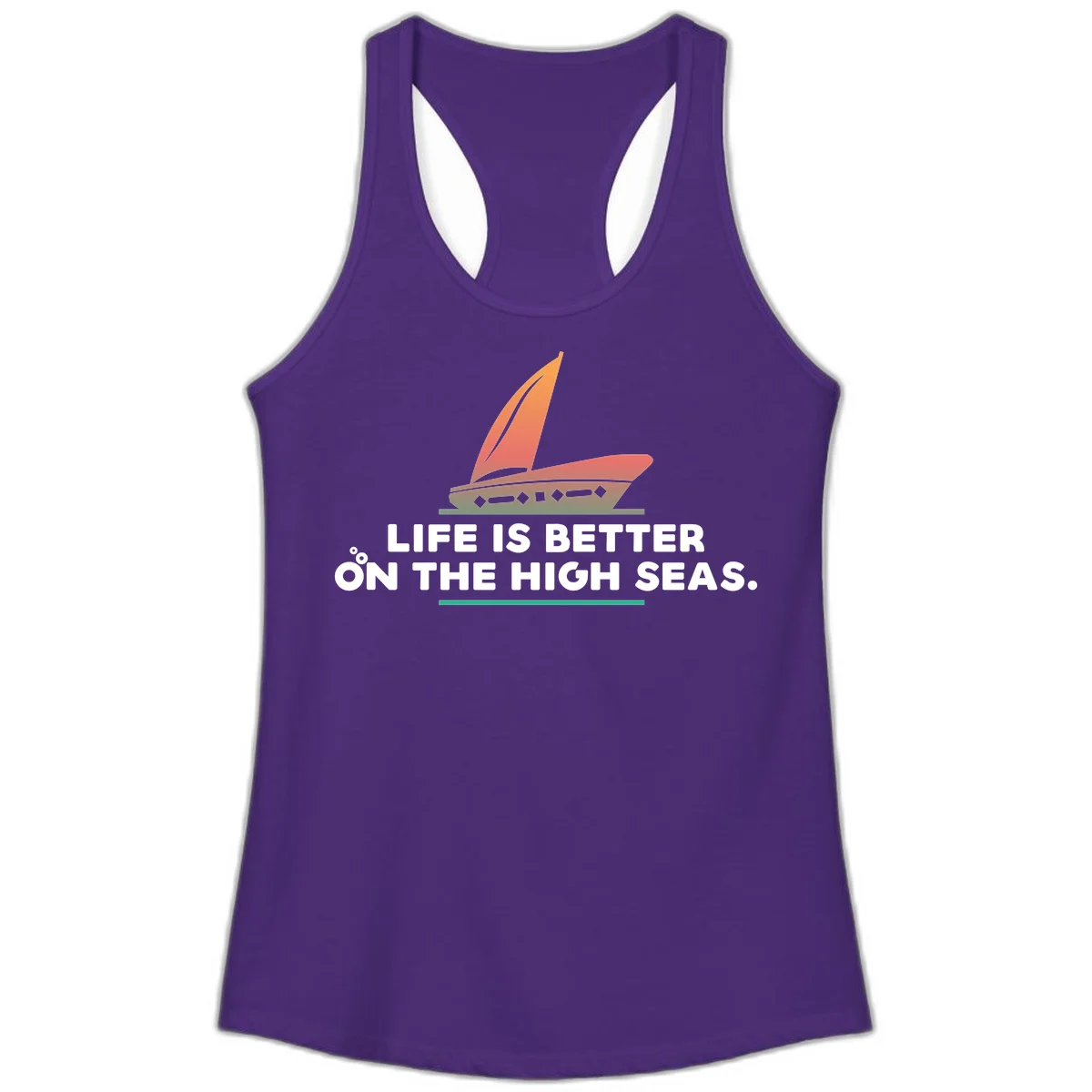 Life Is Better On The High Seas Ladies Tank in Solid Purple Rush