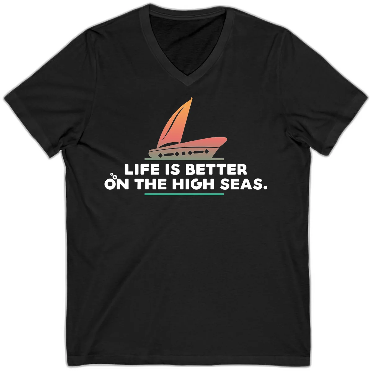 Life Is Better On The High Seas V-Neck in Black