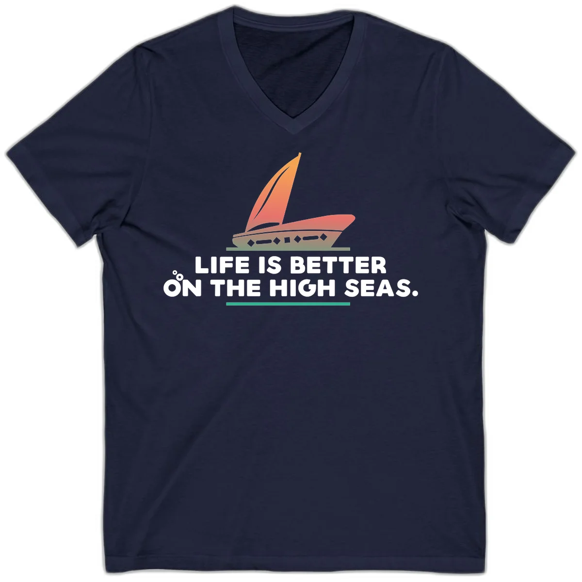 Life Is Better On The High Seas V-Neck in Navy