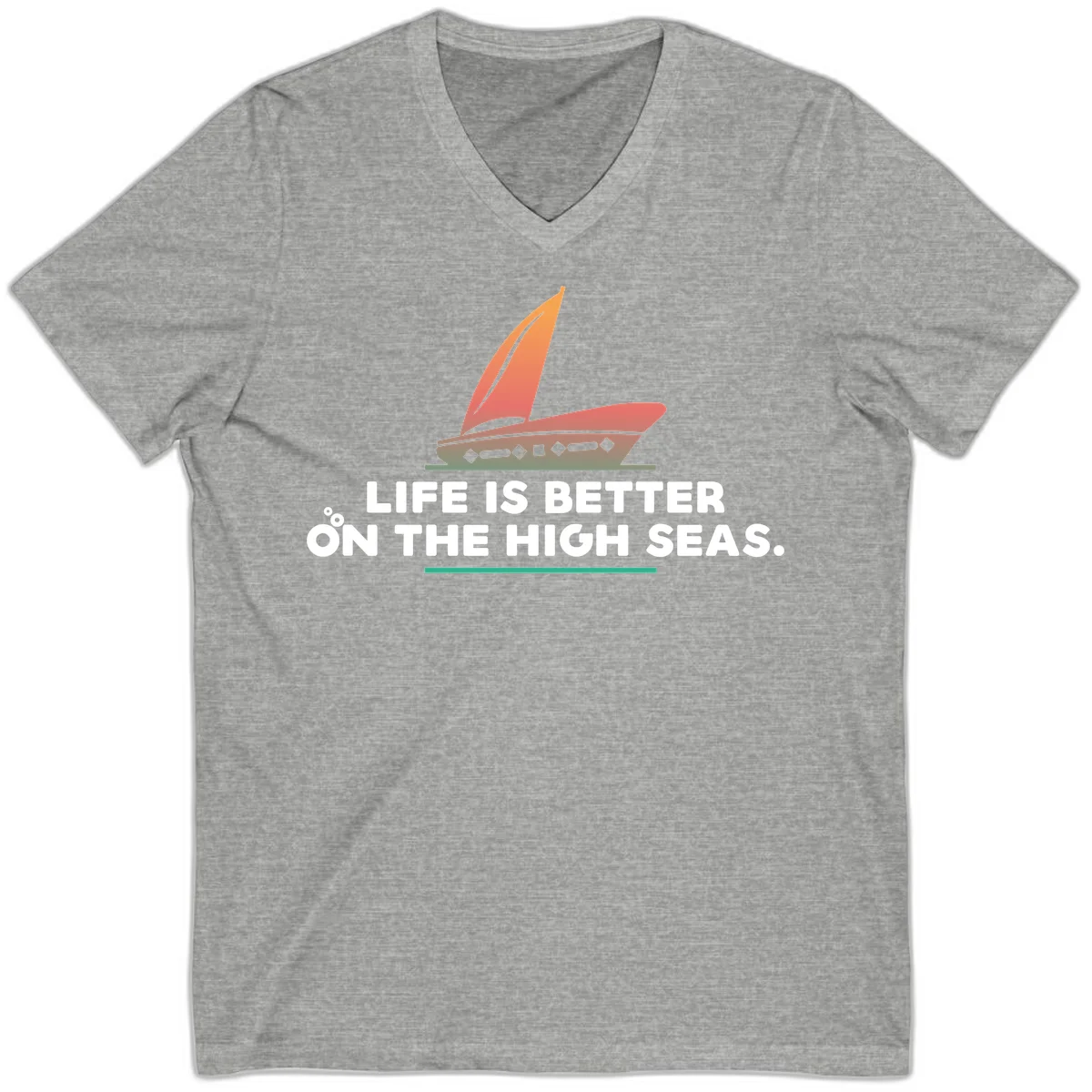Life Is Better On The High Seas V-Neck in Athletic Heather