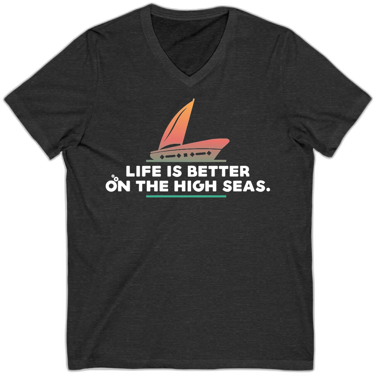 Life Is Better On The High Seas V-Neck in Dark Grey Heather