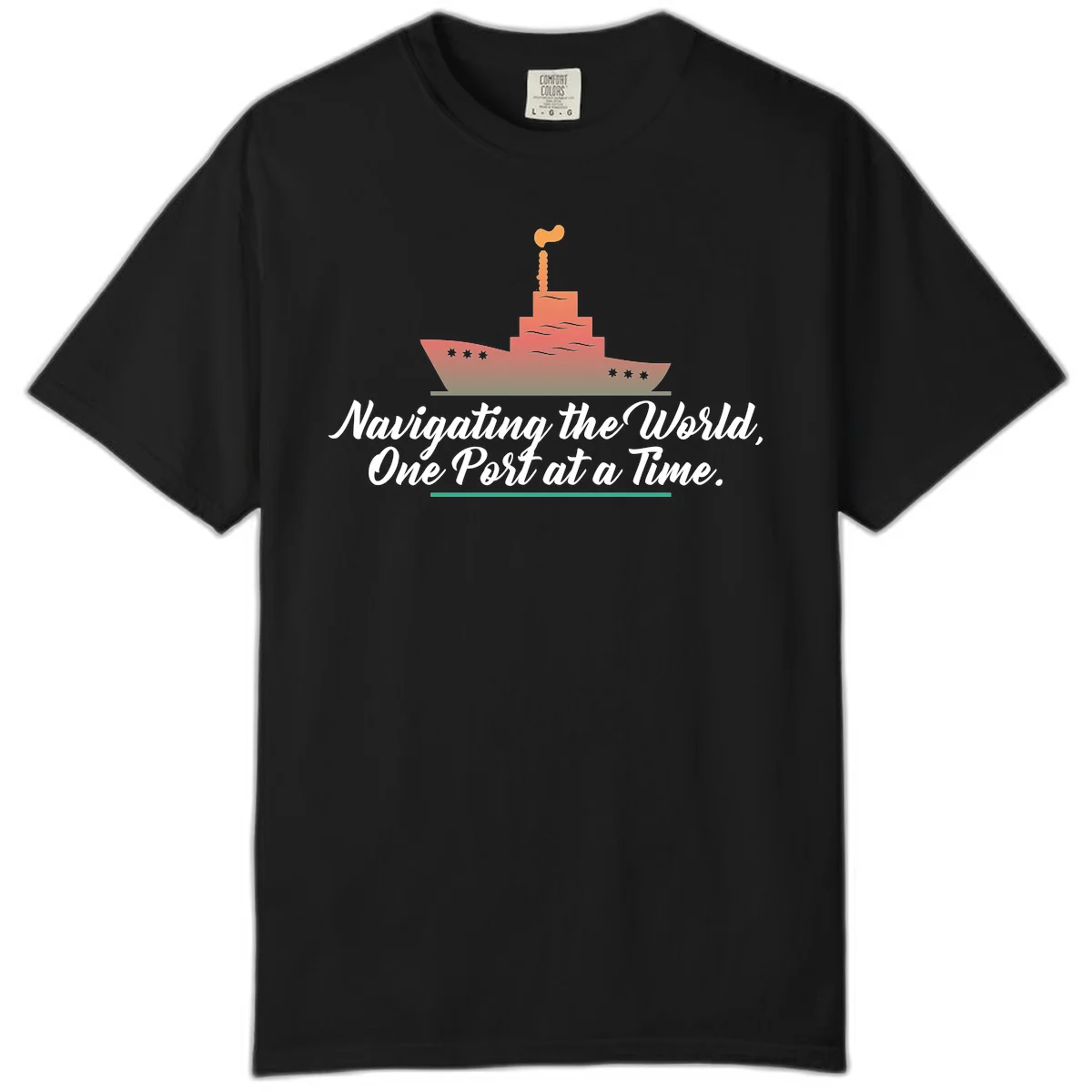 Navigating The World, One Port At A Time Comfort Color in Black
