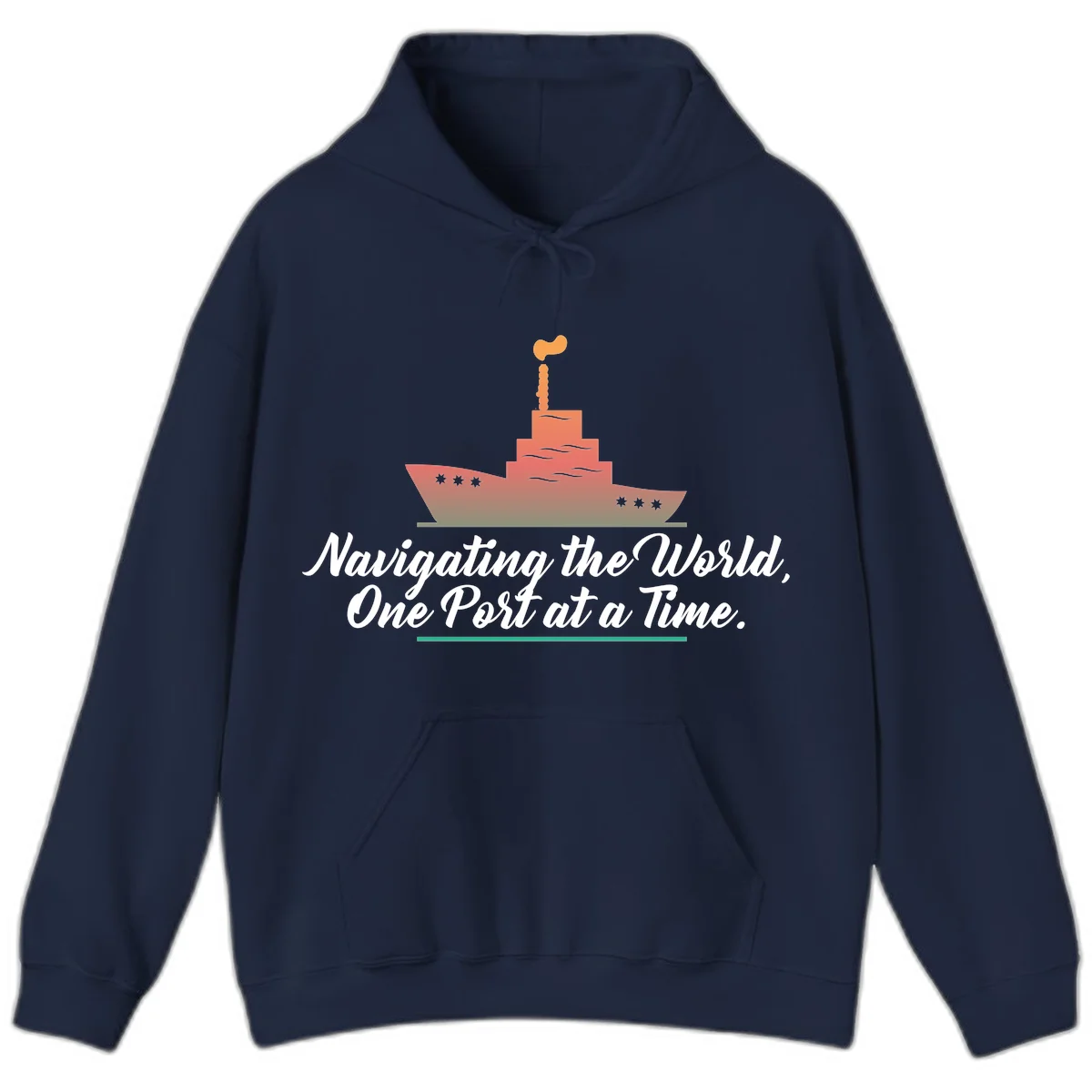 Navigating The World, One Port At A Time Hoodie in Navy