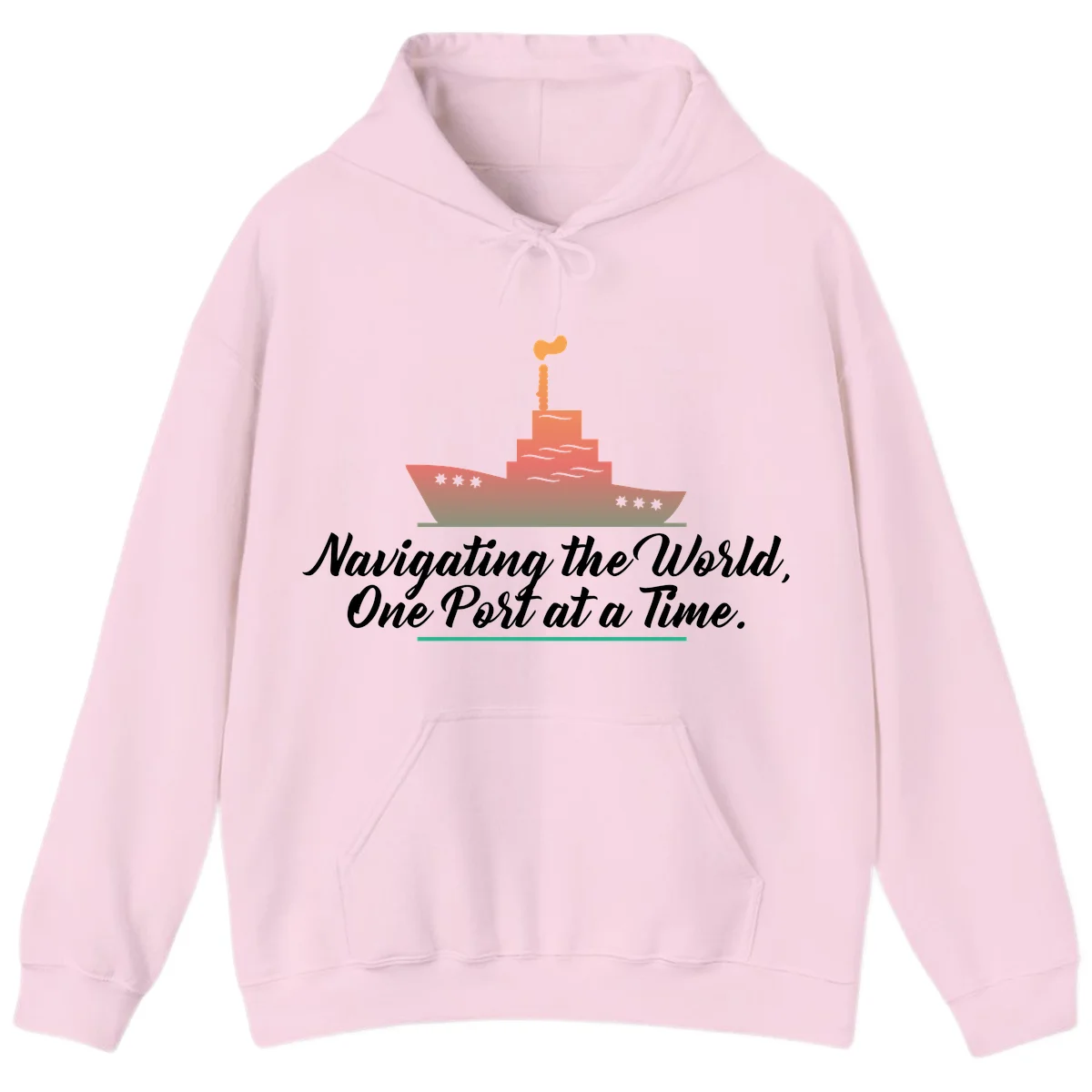 Navigating The World, One Port At A Time Hoodie in Light Pink