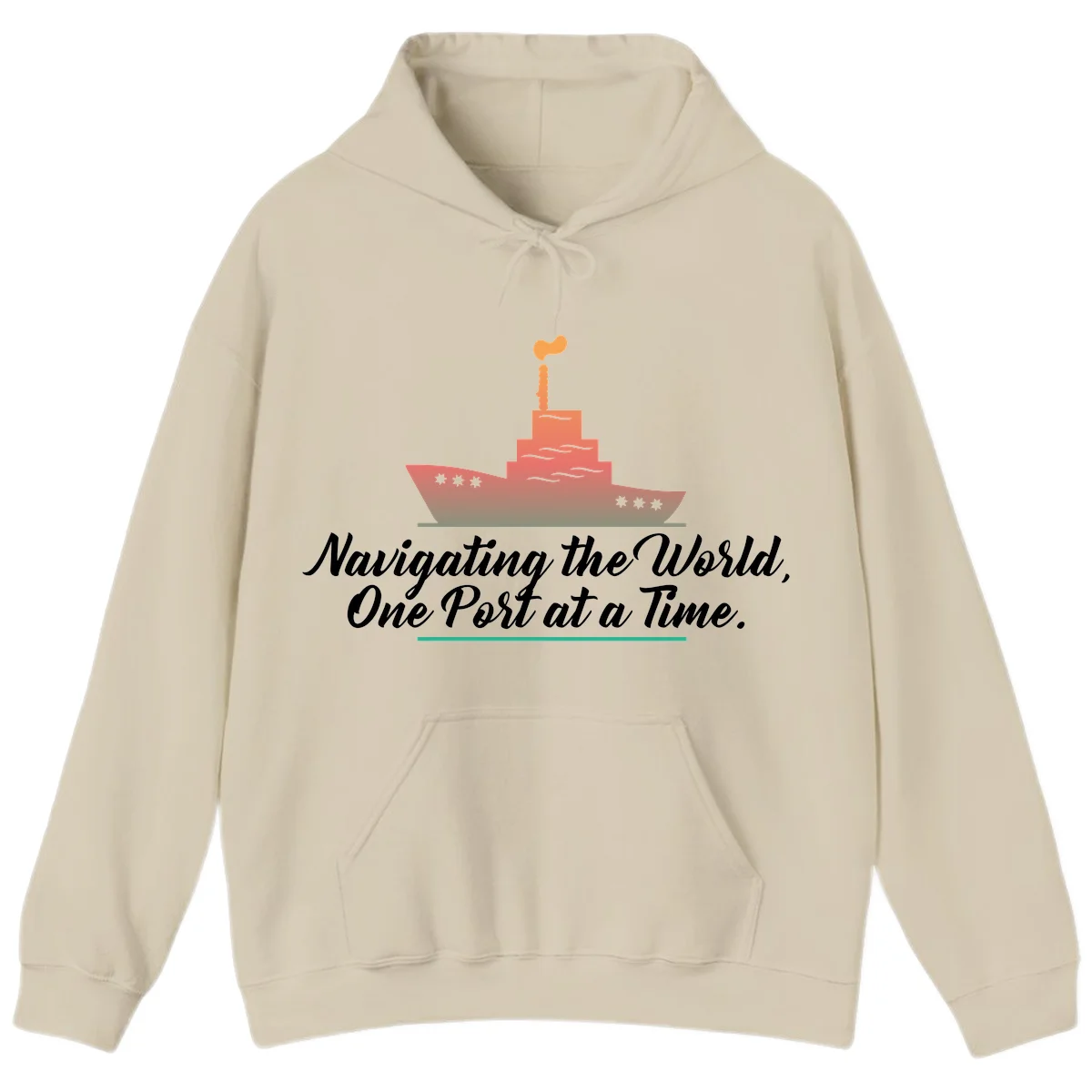 Navigating The World, One Port At A Time Hoodie in Sand