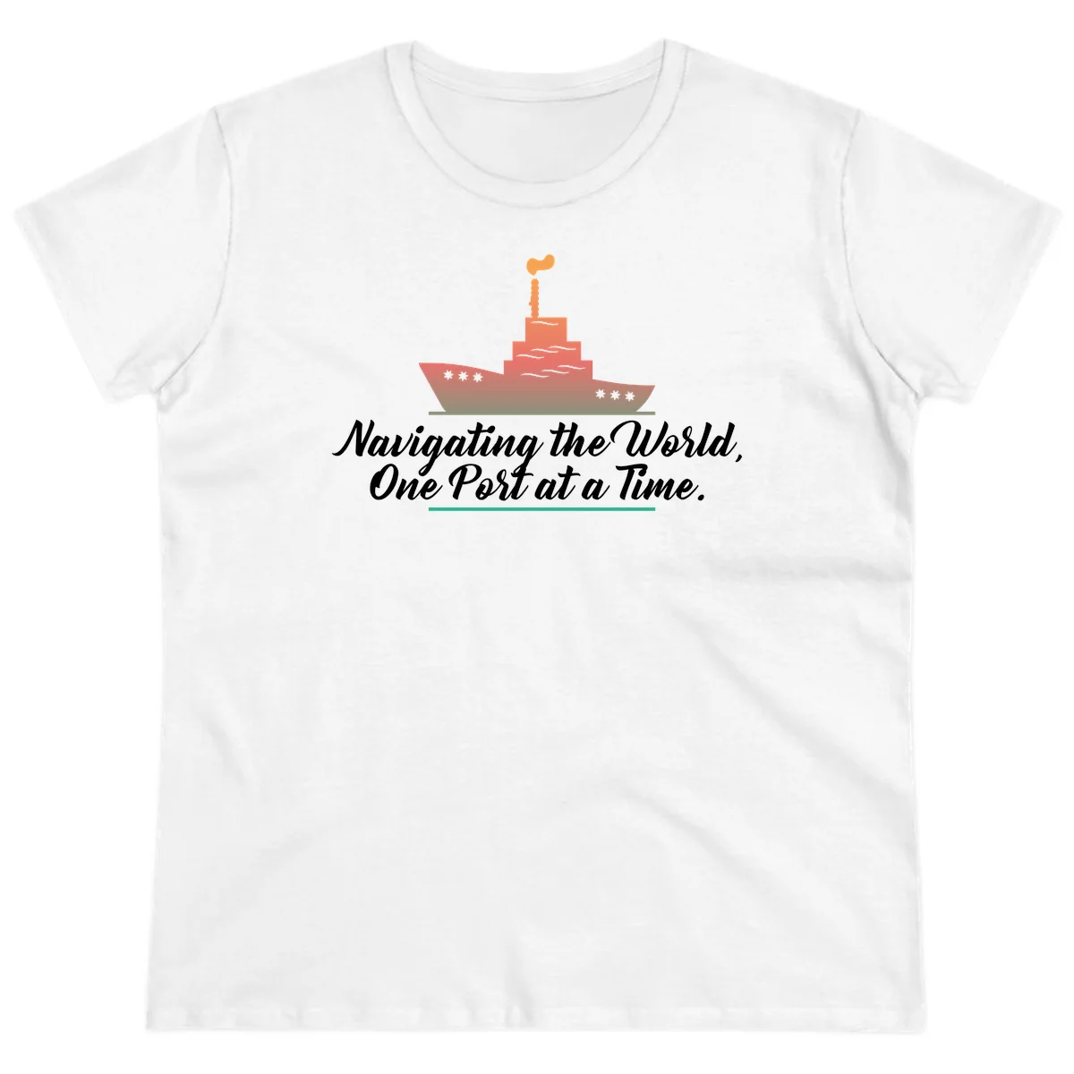 Navigating The World, One Port At A Time Ladies Tee in White