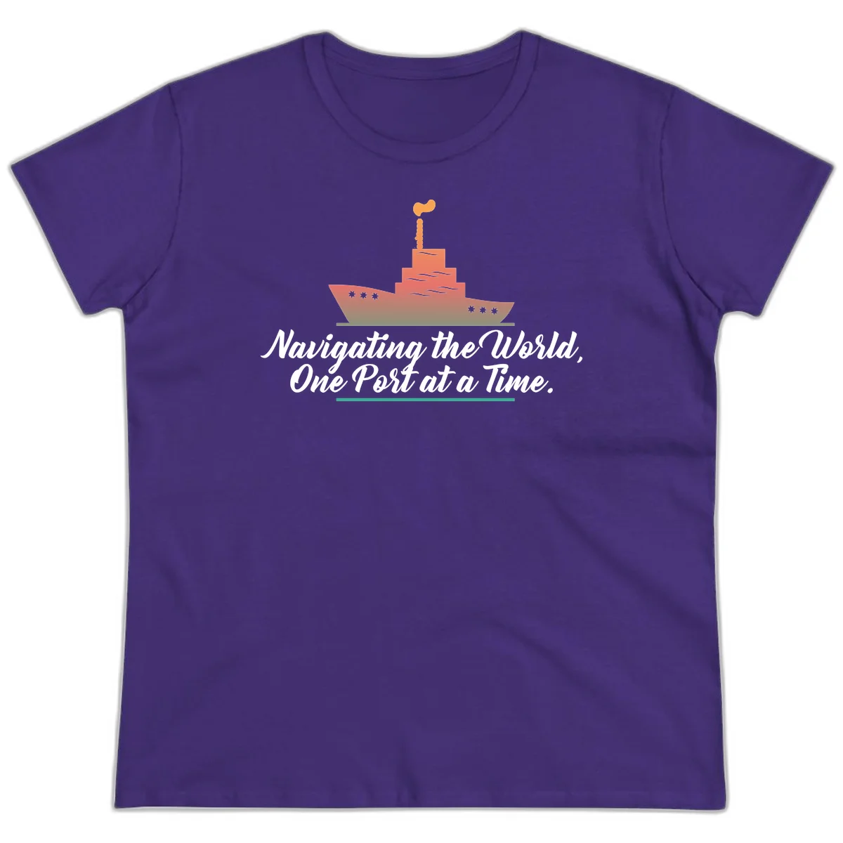 Navigating The World, One Port At A Time Ladies Tee in Purple