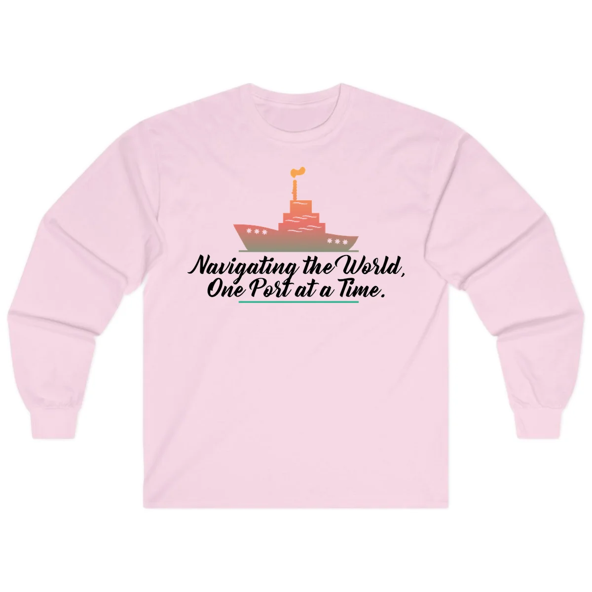 Navigating The World, One Port At A Time Long Sleeve in Light Pink