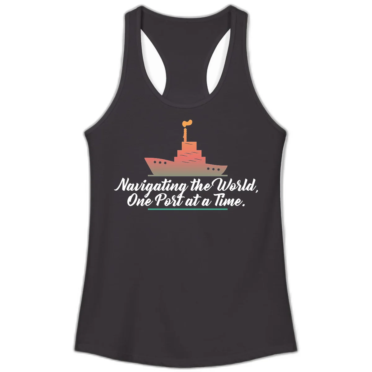 Navigating The World, One Port At A Time Ladies Tank in Black