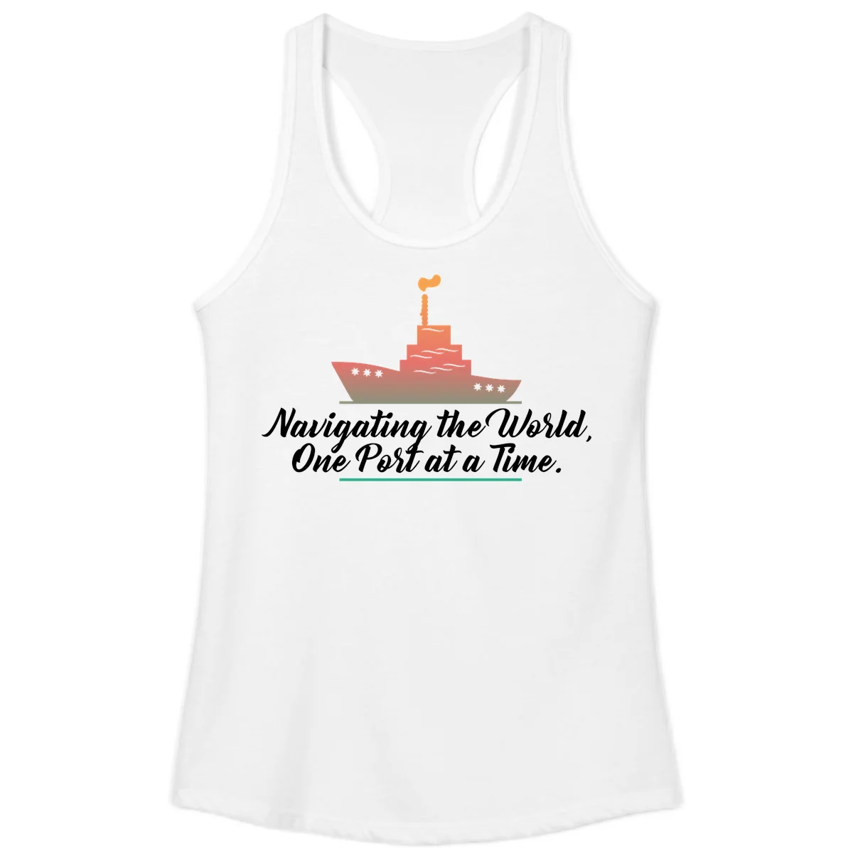 Navigating The World, One Port At A Time Ladies Tank in White