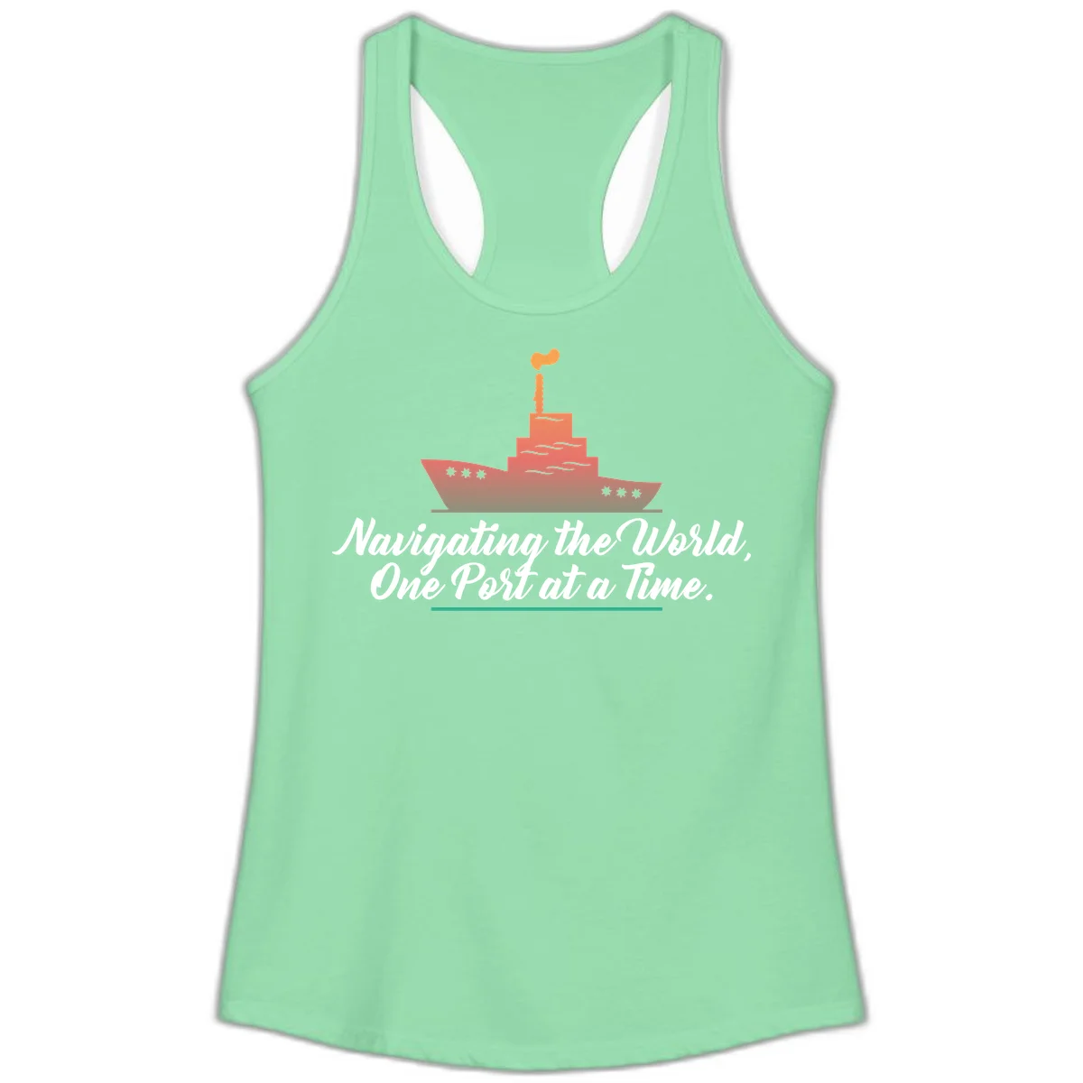 Navigating The World, One Port At A Time Ladies Tank in Solid Mint
