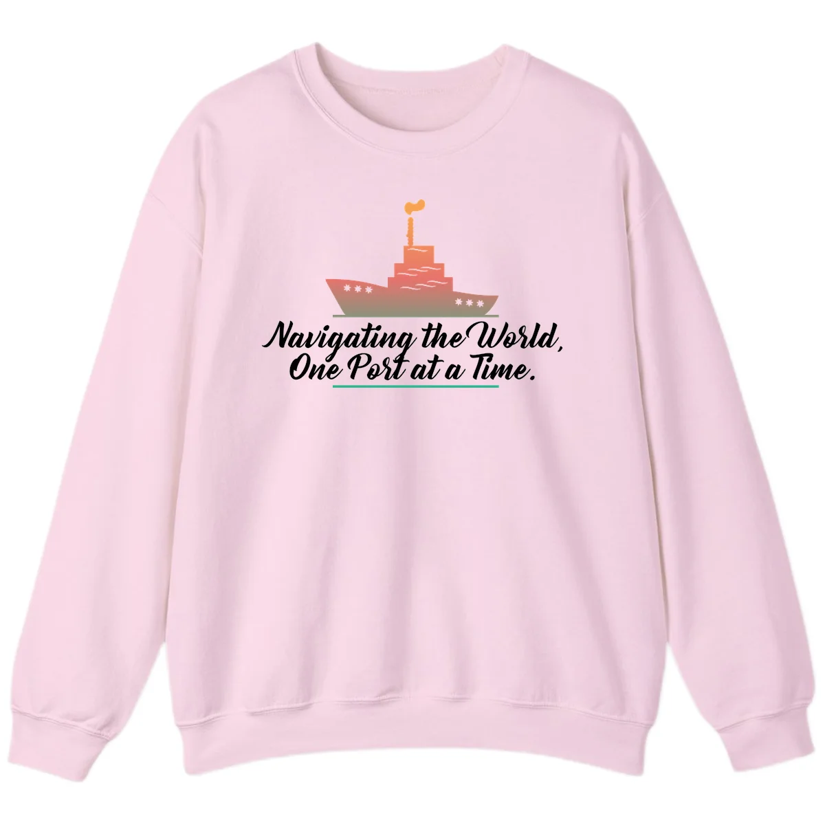 Navigating The World, One Port At A Time Sweatshirt in Light Pink