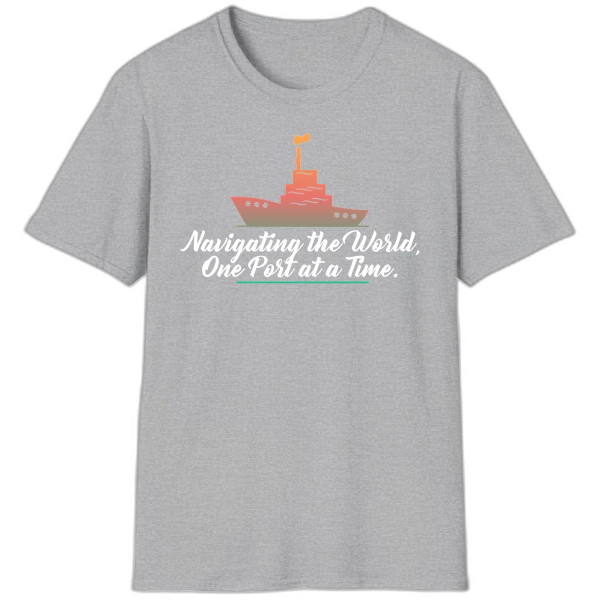 Navigating The World, One Port At A Time T-Shirt in Sport Grey