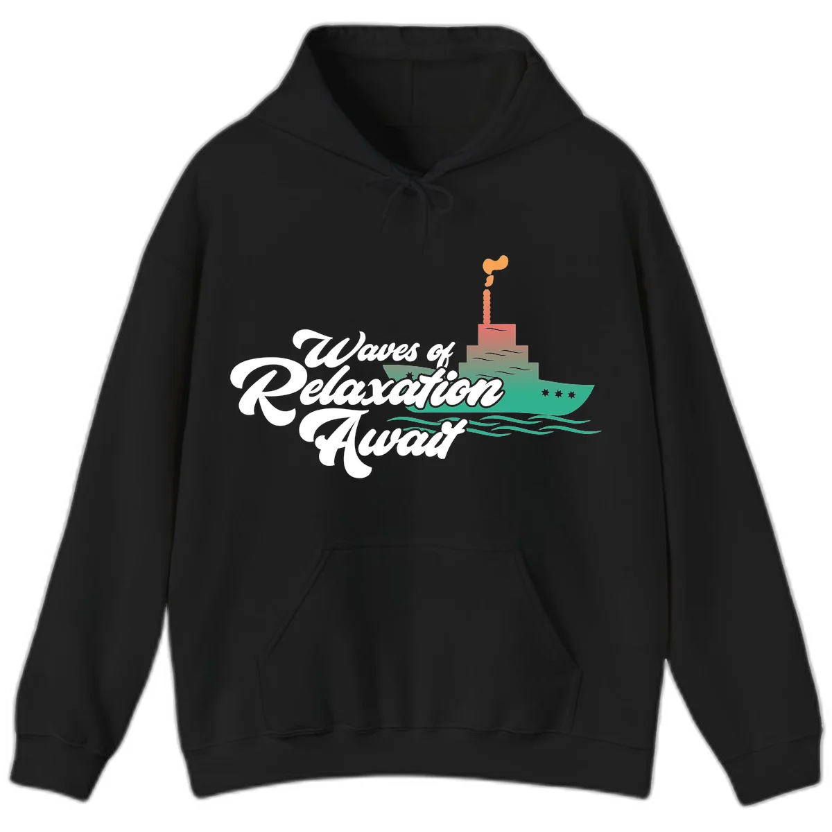 Waves Of Relaxation Await Hoodie in Black