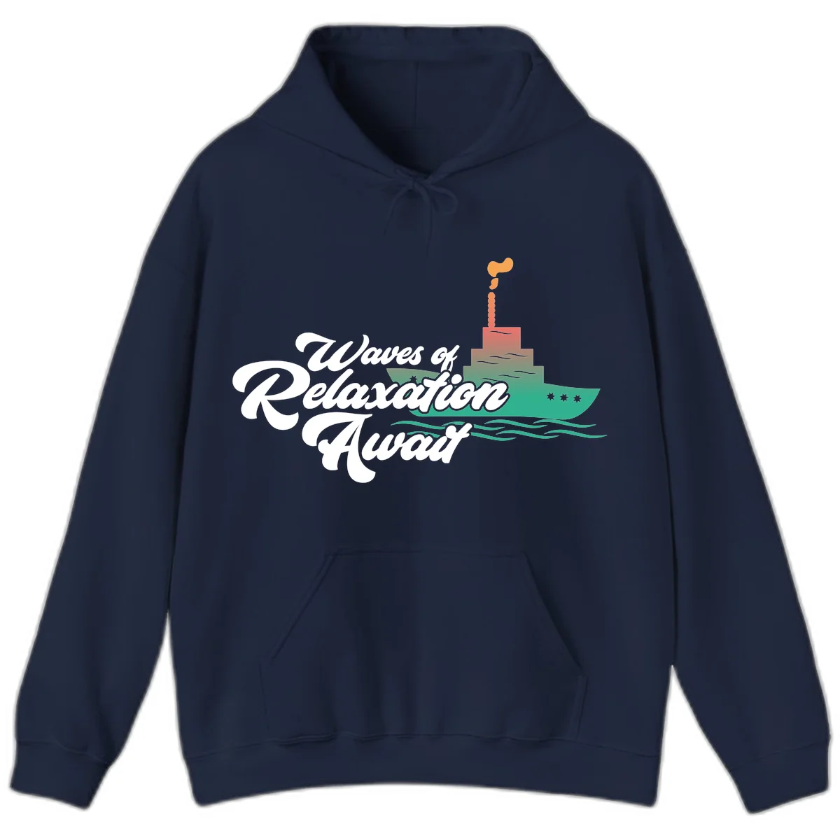 Waves Of Relaxation Await Hoodie in Navy