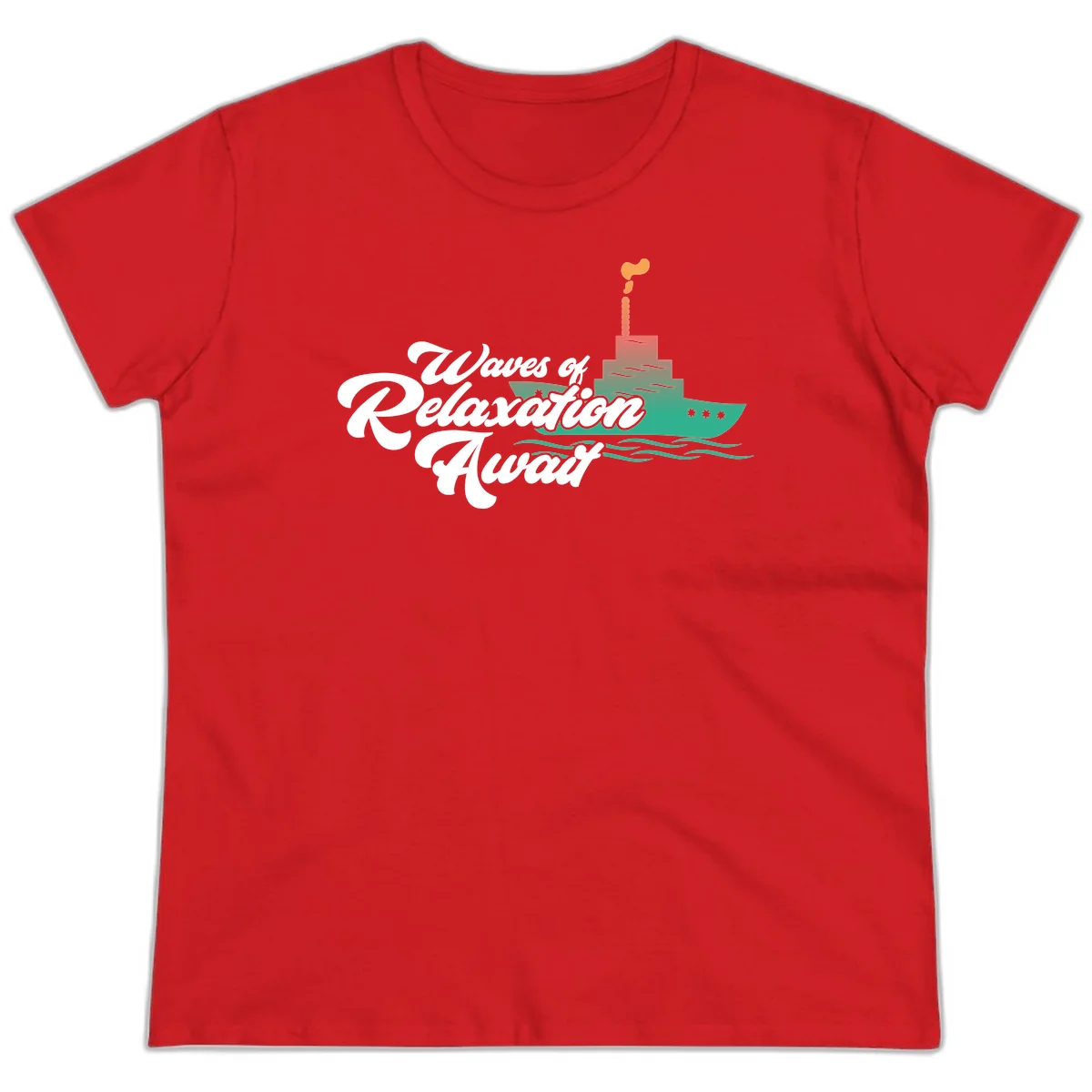 Waves Of Relaxation Await Ladies Tee in Red