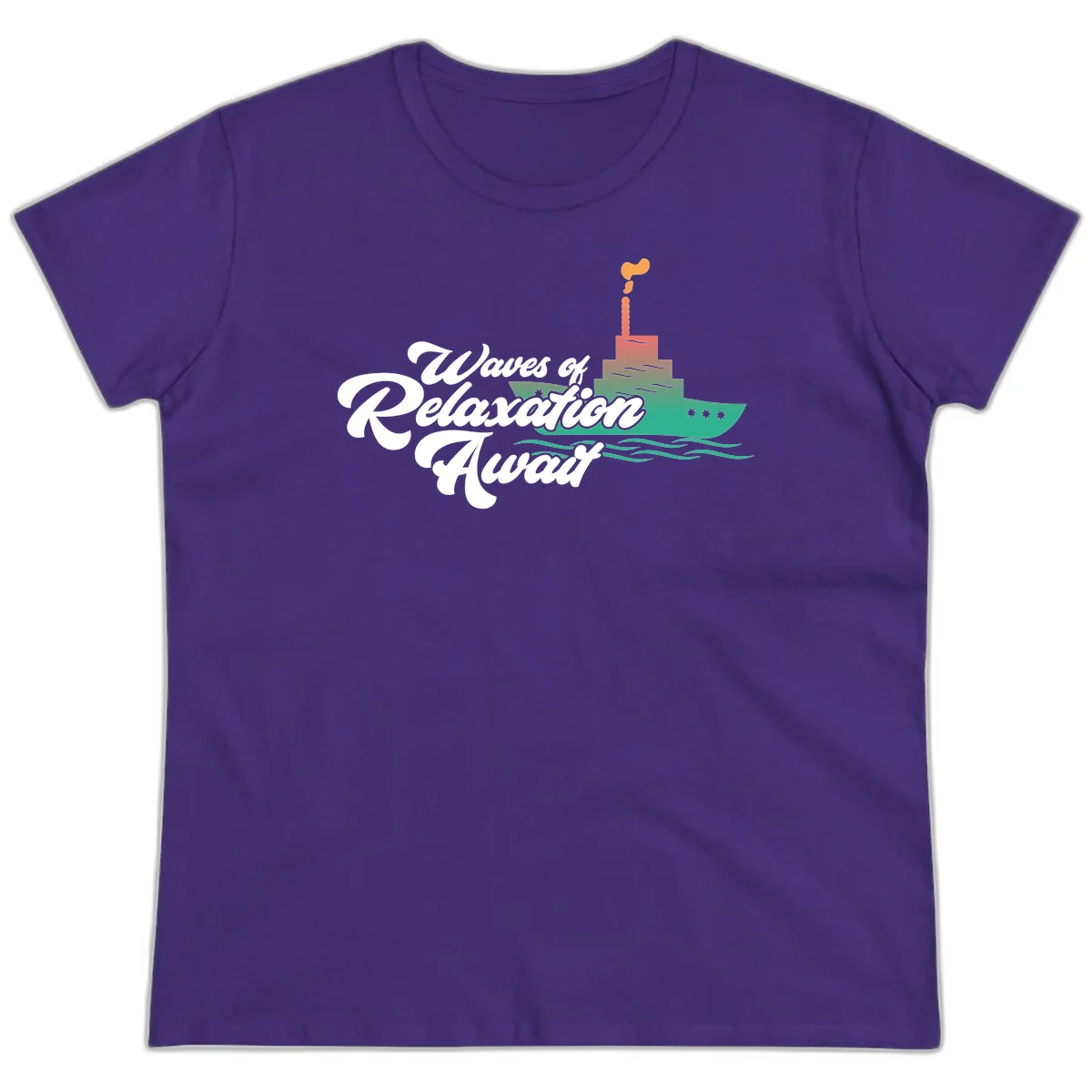 Waves Of Relaxation Await Ladies Tee in Purple