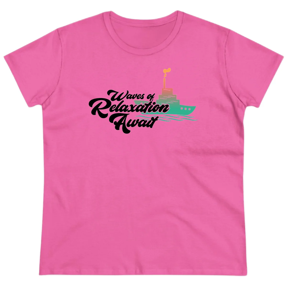 Waves Of Relaxation Await Ladies Tee in Azalea