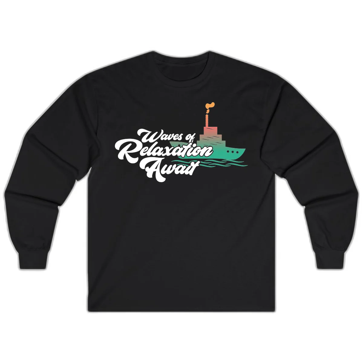 Waves Of Relaxation Await Long Sleeve in Black