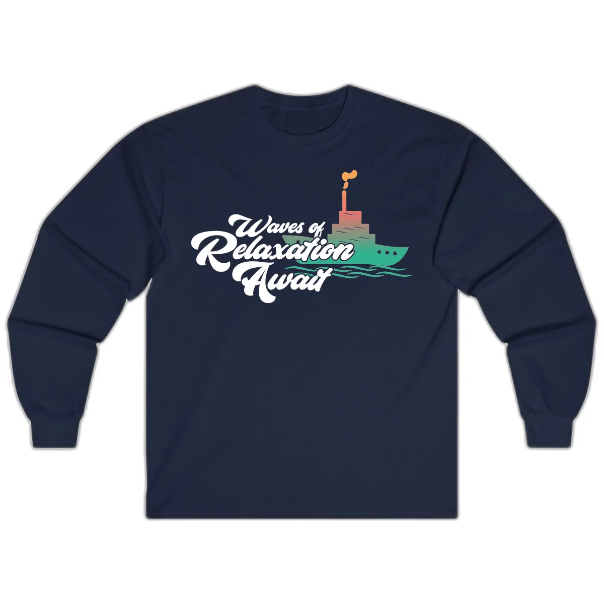 Waves Of Relaxation Await Long Sleeve in Navy
