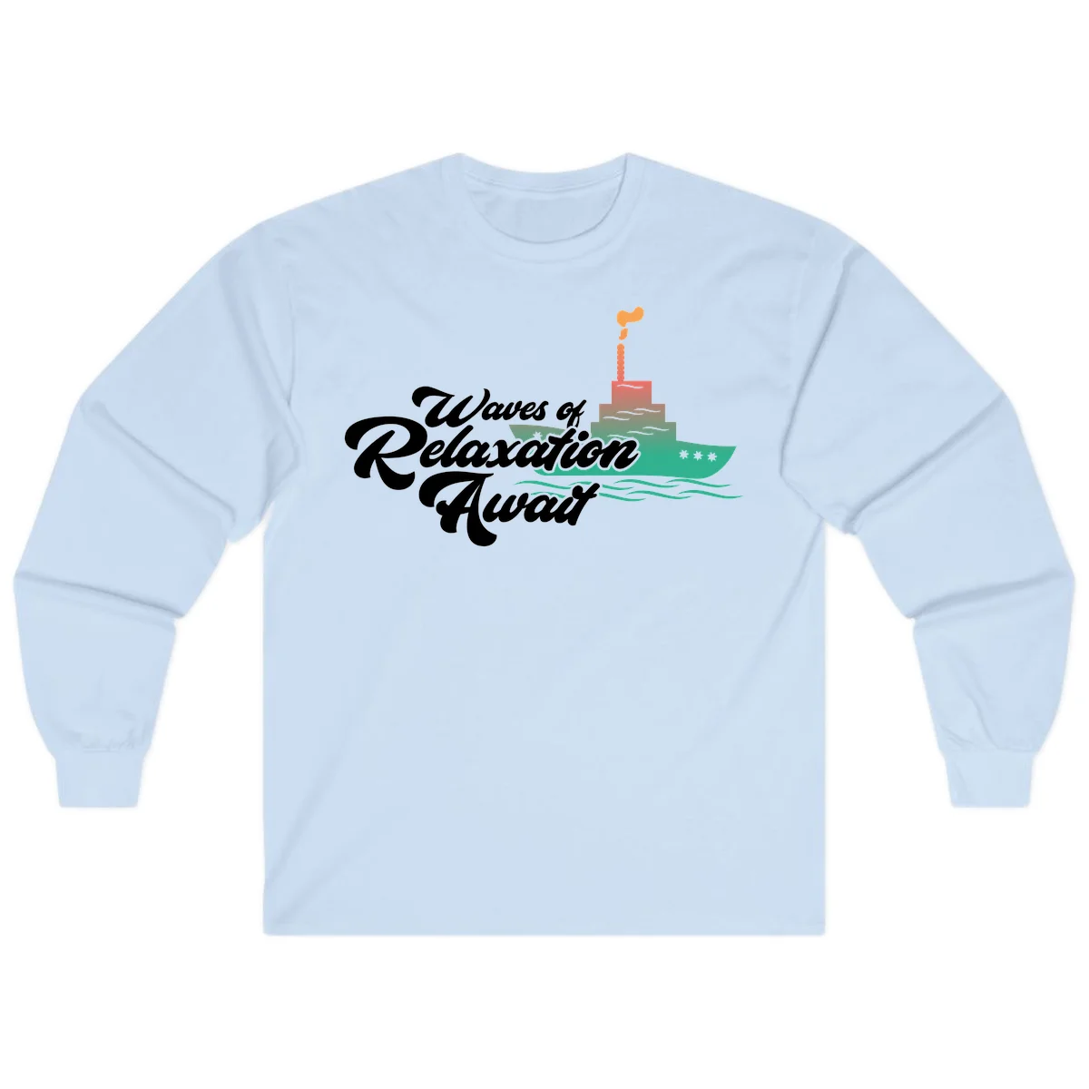 Waves Of Relaxation Await Long Sleeve in Light Blue