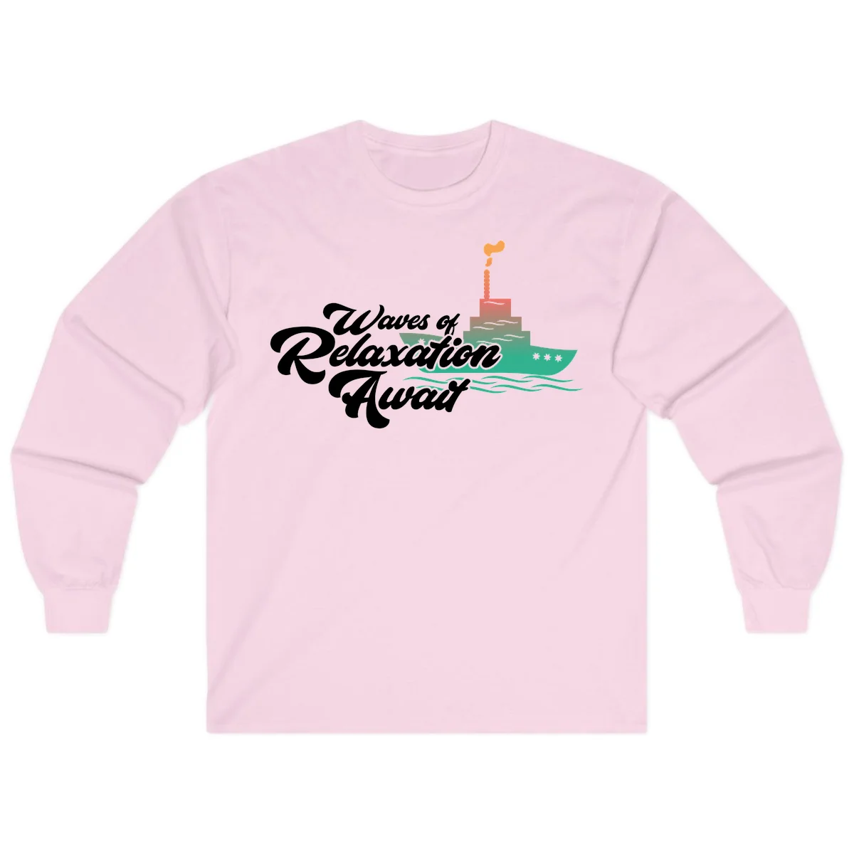 Waves Of Relaxation Await Long Sleeve in Light Pink