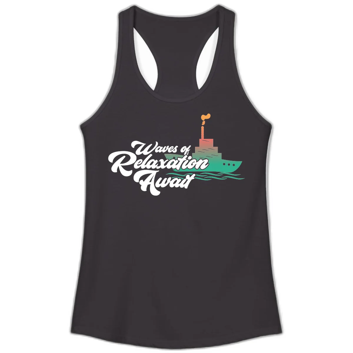 Waves Of Relaxation Await Ladies Tank in Black