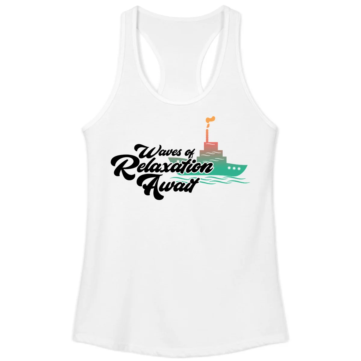 Waves Of Relaxation Await Ladies Tank in White