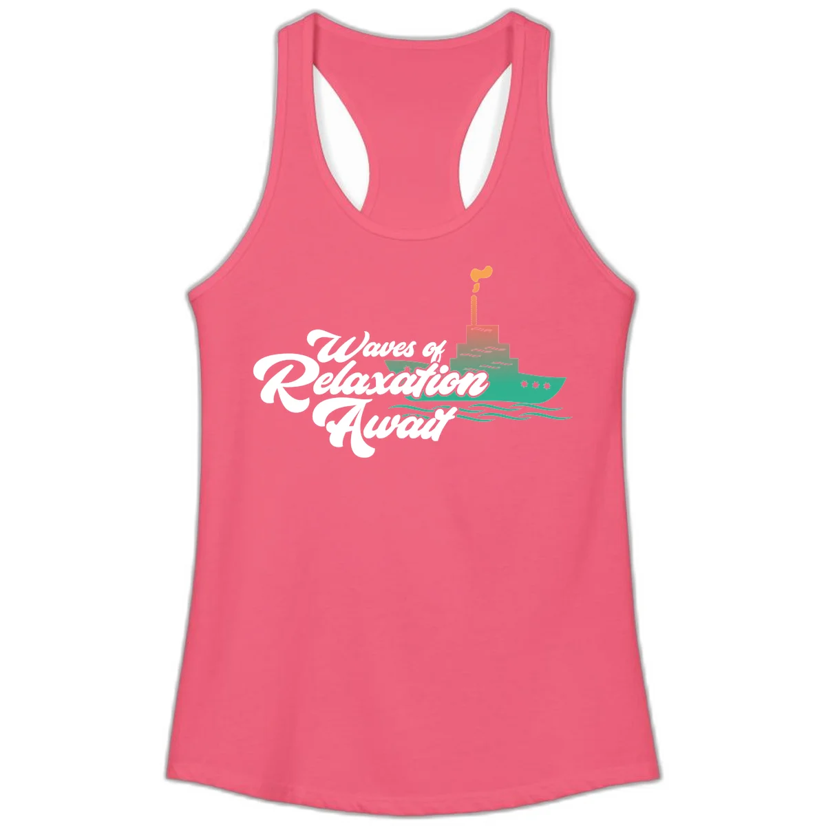 Waves Of Relaxation Await Ladies Tank in Hot Pink