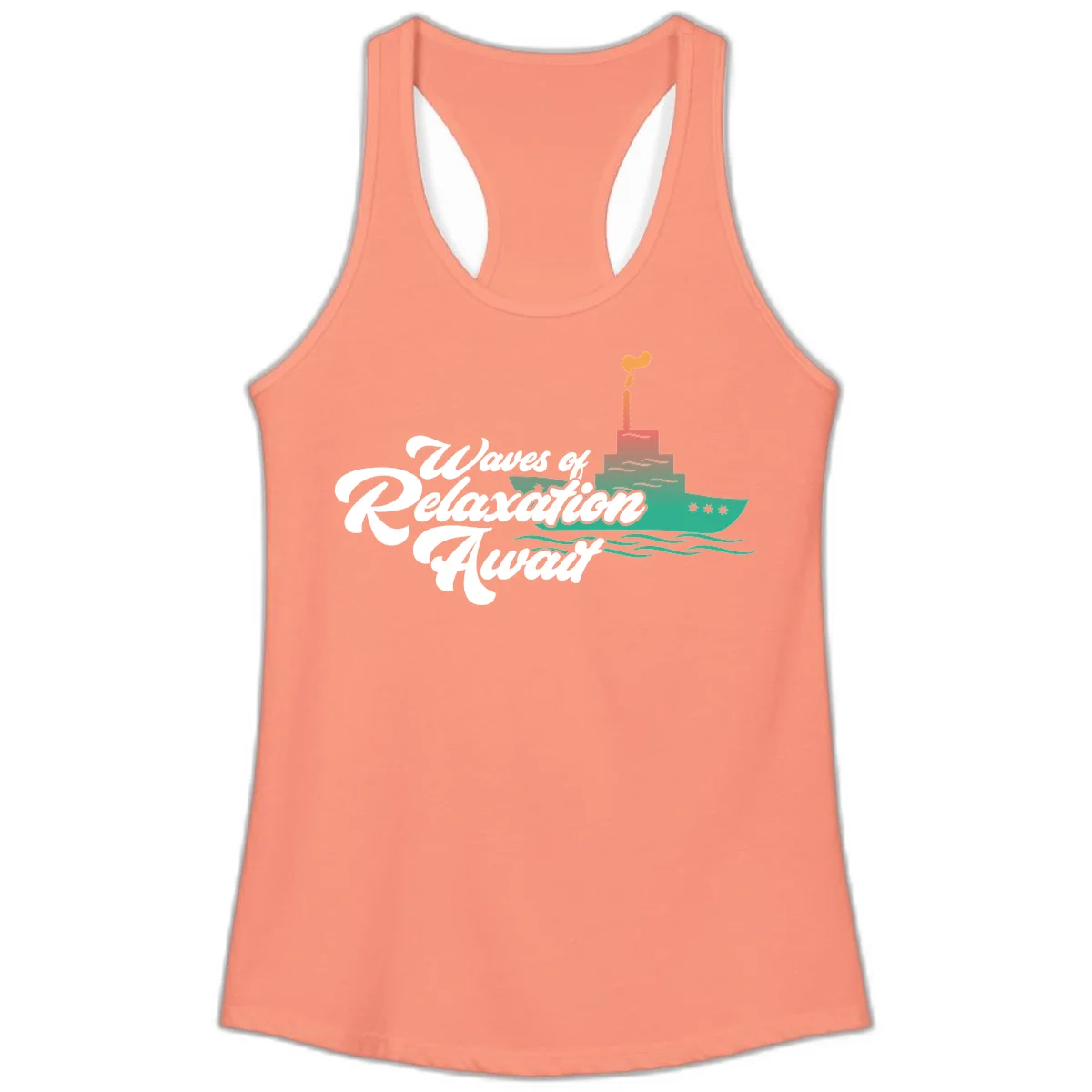 Waves Of Relaxation Await Ladies Tank in Solid Light Orange