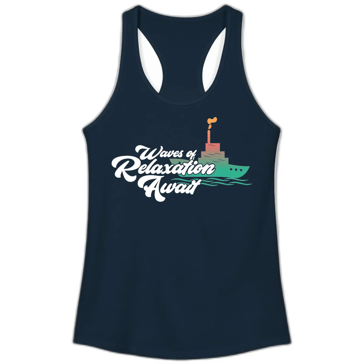 Waves Of Relaxation Await Ladies Tank in Solid Midnight Navy
