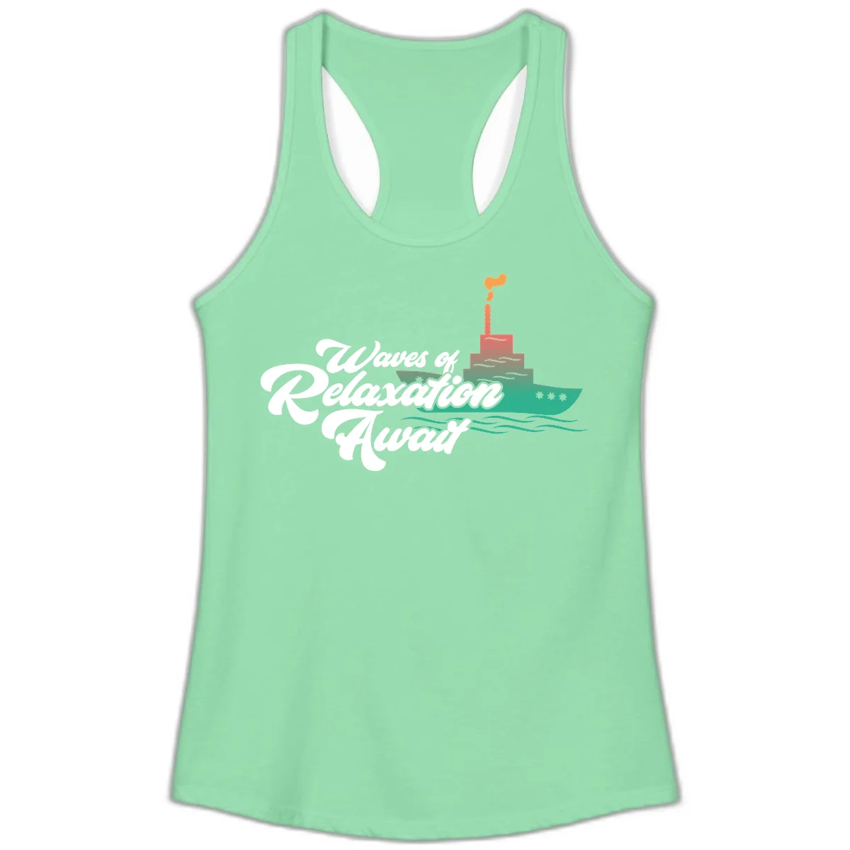Waves Of Relaxation Await Ladies Tank in Solid Mint